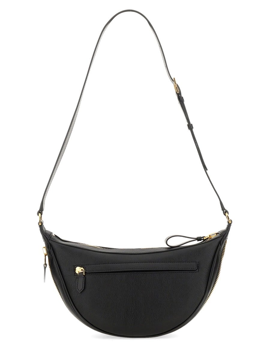 Tom Ford Smooth Grain Leather Logo Messenger Bag In Black
