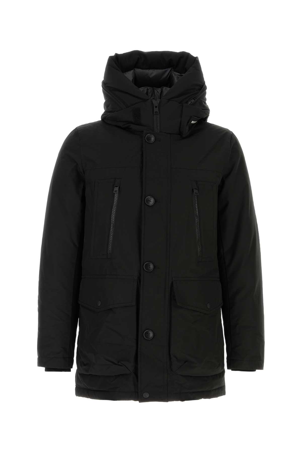 Woolrich Black Cotton Blend Down Jacket In Black