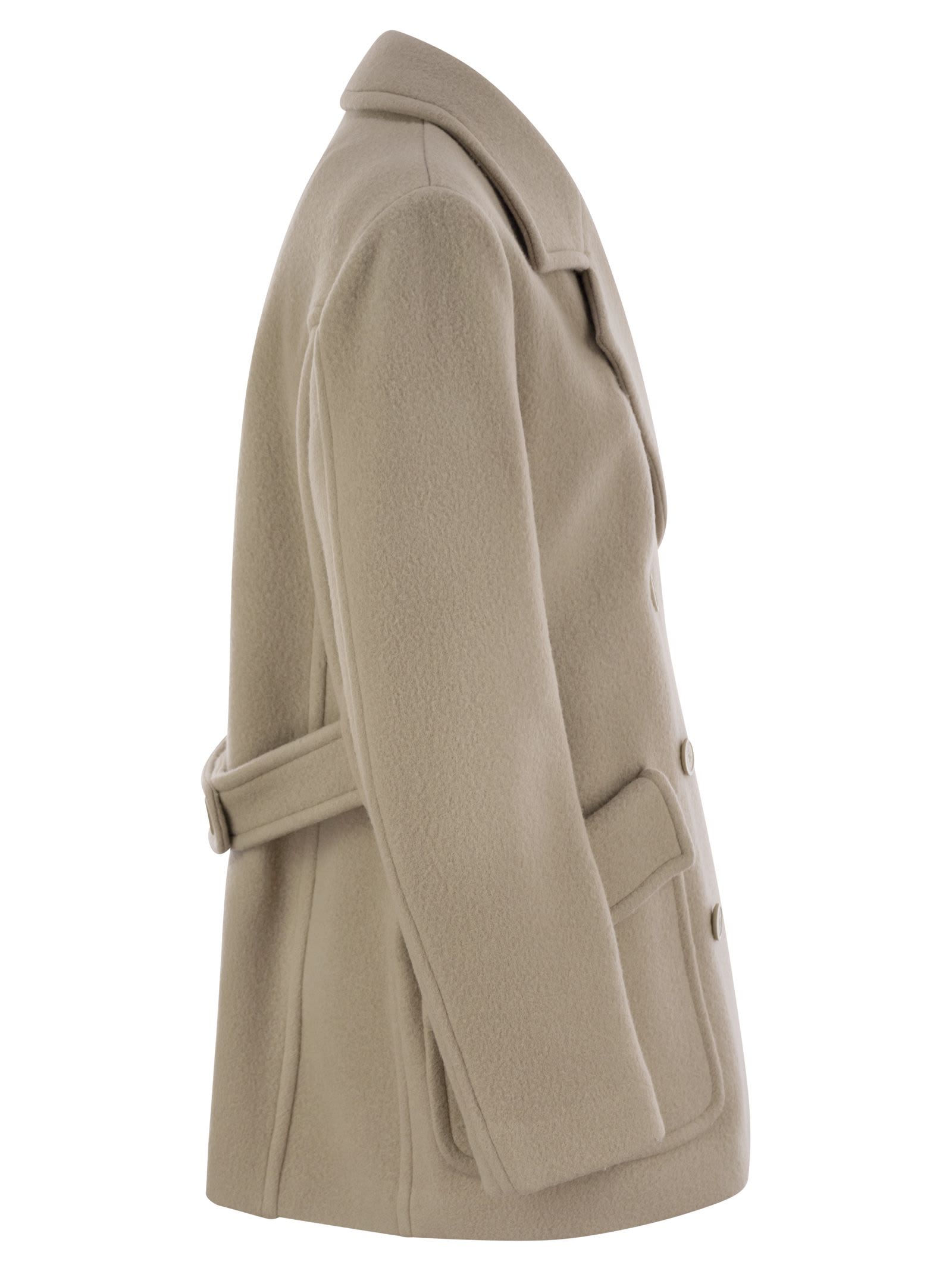 Fay Wool And Cashmere Peacoat In Beige