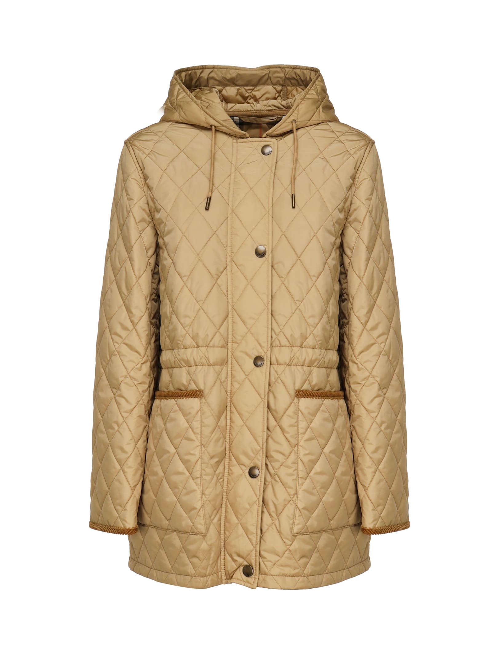 Burberry Quilted Corduroy-trim Parka In Neutral