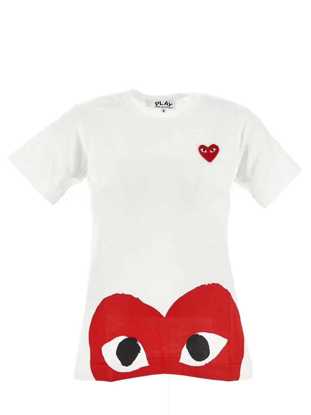 Shop Comme Des Garçons Play Logo Embroidery T-shirt In White
