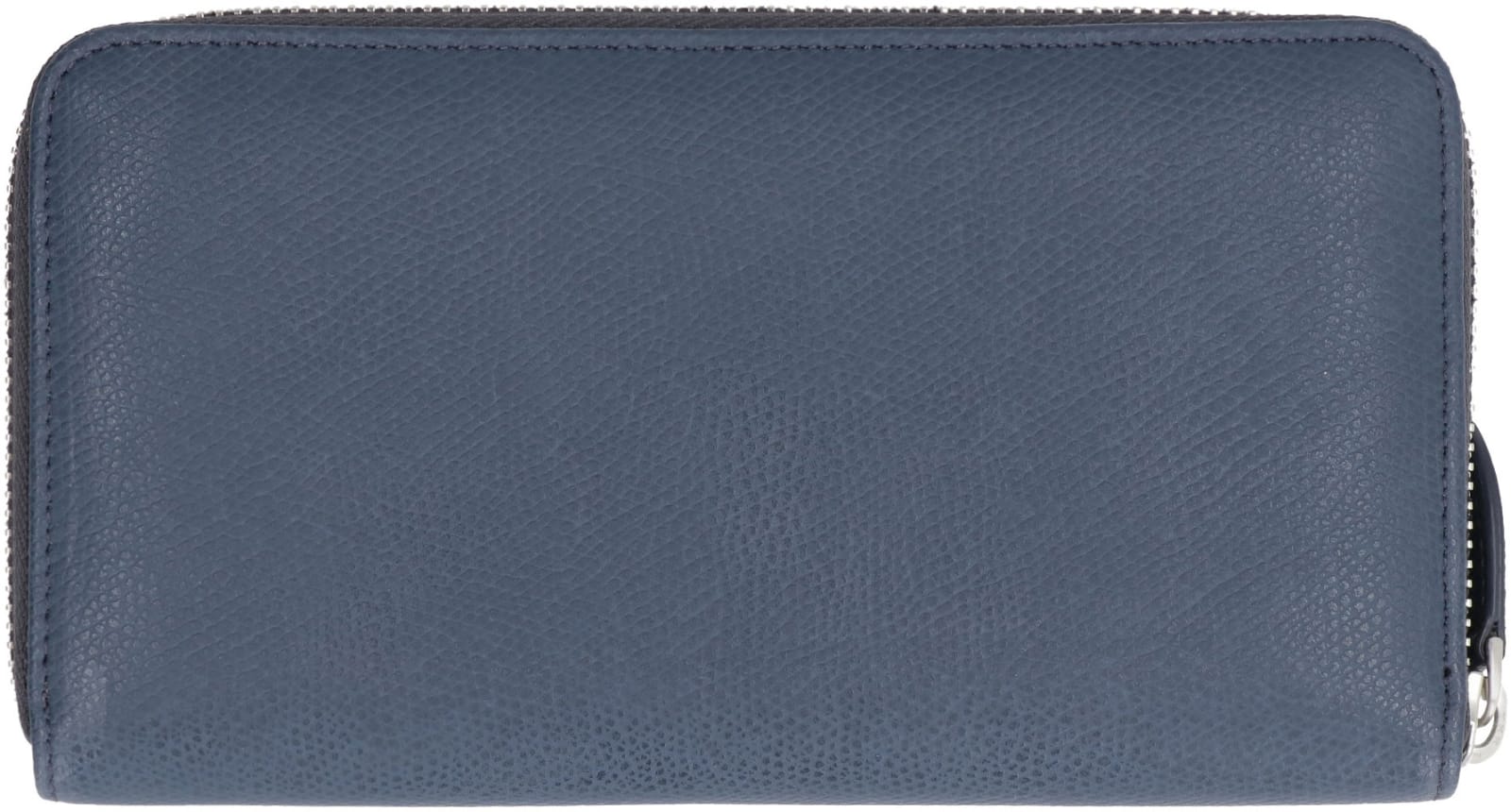 Shop Emporio Armani Leather Zip Around Wallet In Blue