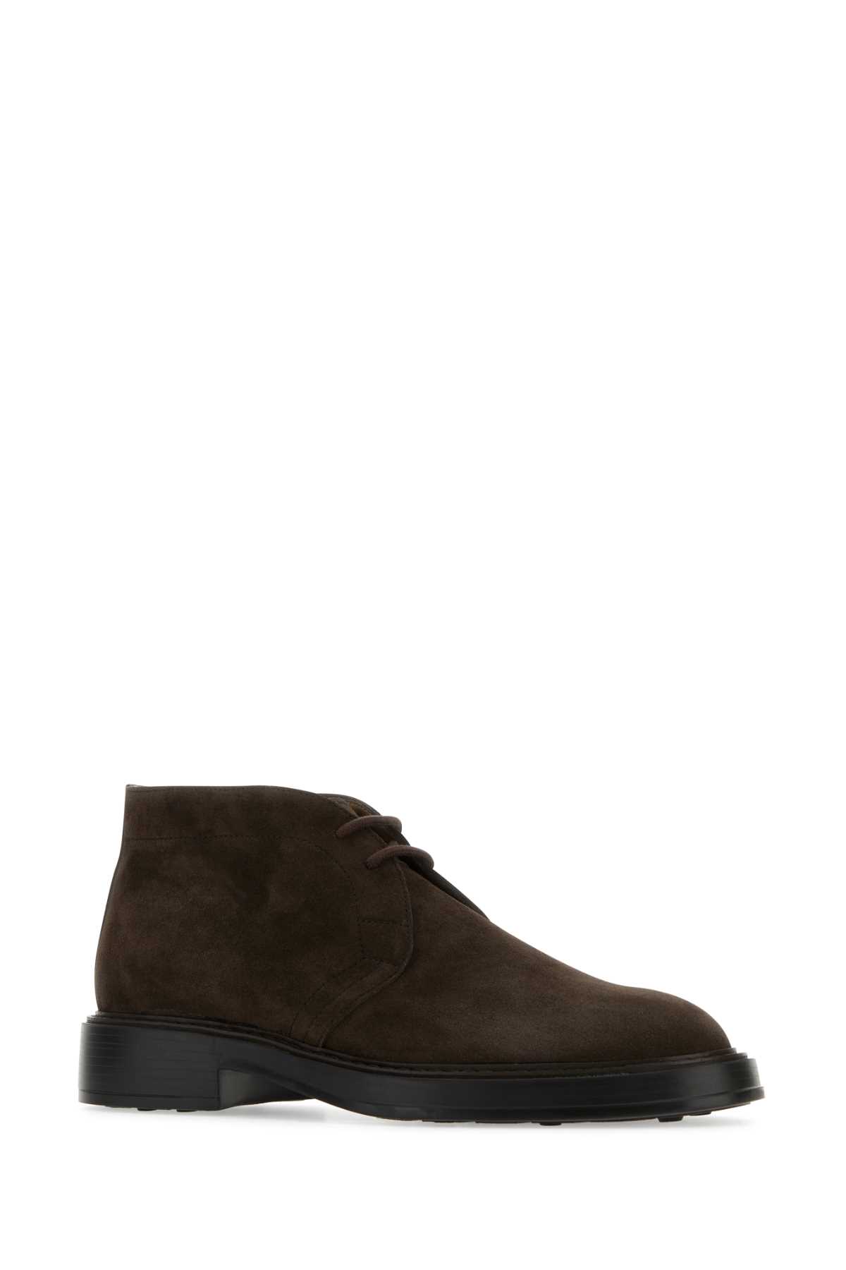 Tod's Dark Brown Suede Lace-up Shoes In Testamoro