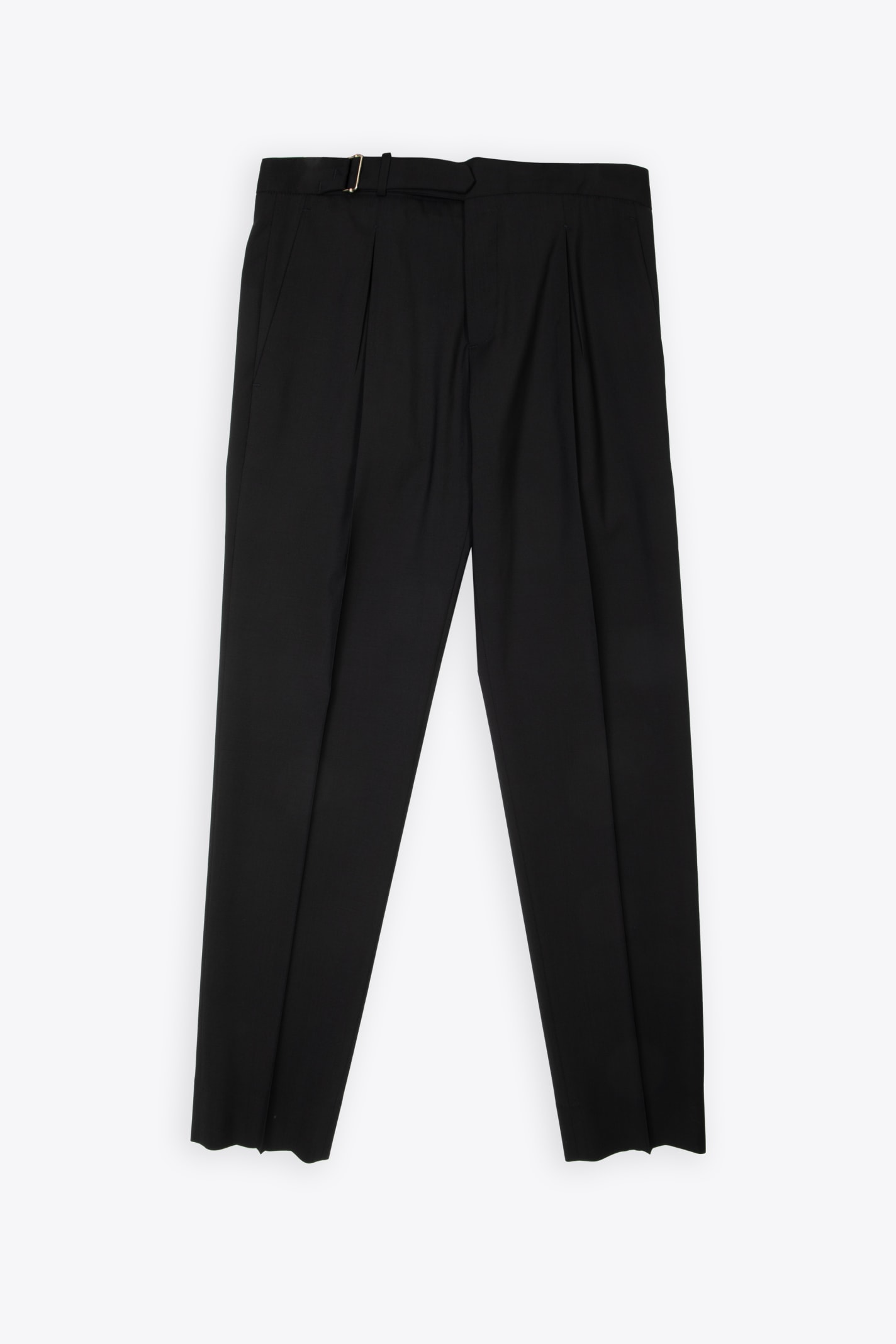Pantalone Black wool tailored pant with belt - Piccadilly