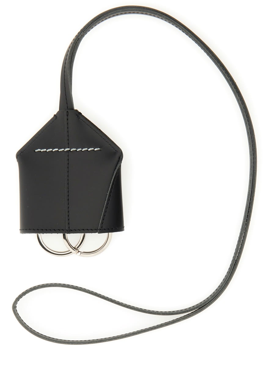 Mm6 Maison Margiela Mm6 By Maison Margiela Structured Leather Keychain In Black