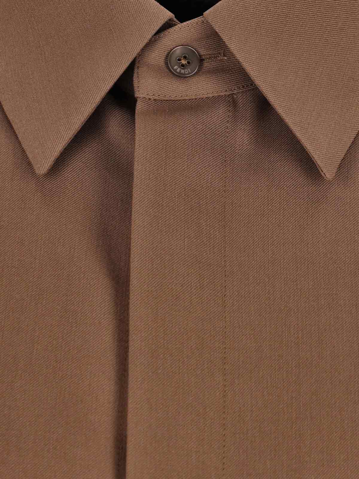 Fendi Virgin Wool Shirt In Brown