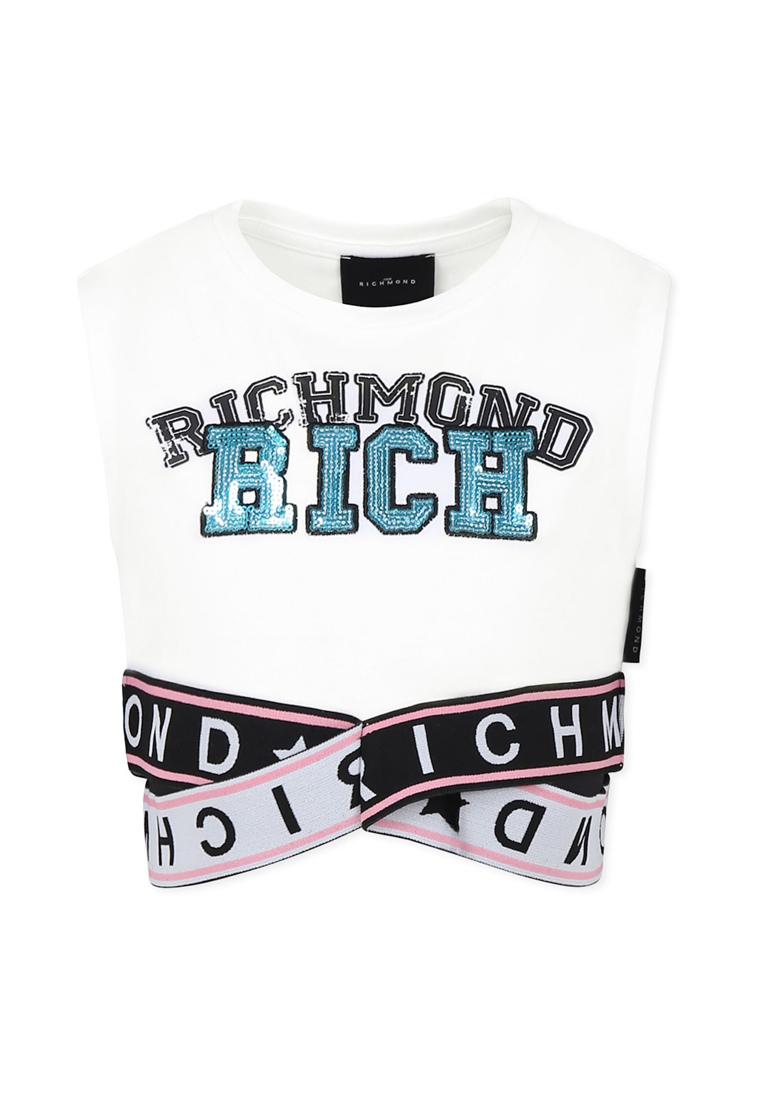 Richmond White Crop Top For Girl With Logo In White