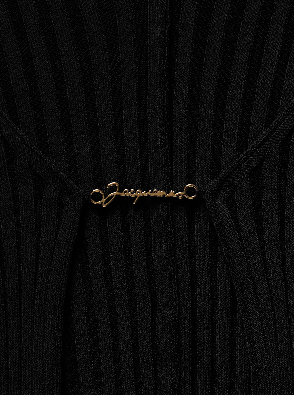Shop Jacquemus La Maille Pralu Longue Black Ribbed Cardigan With Logo Charm Woman