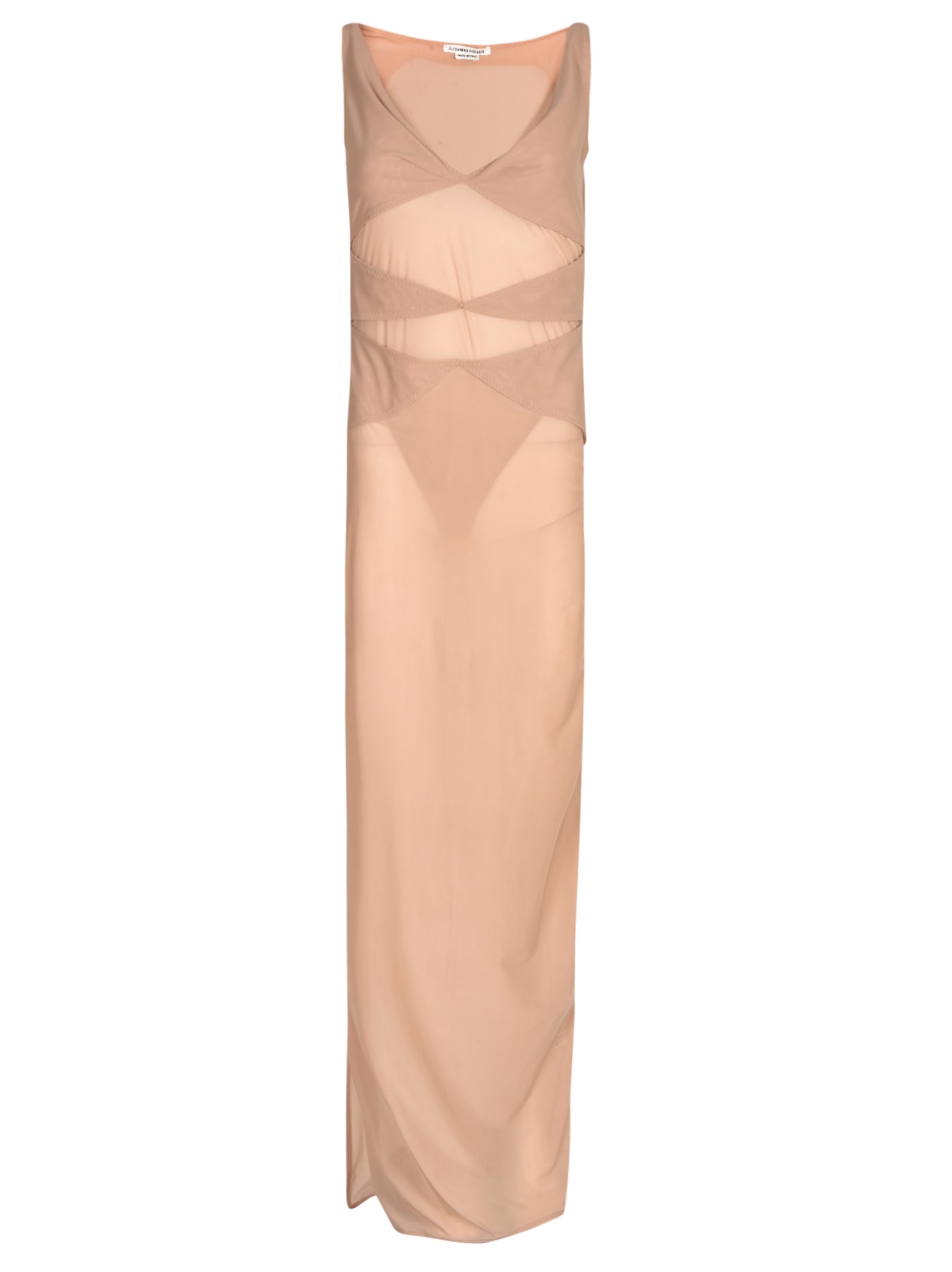 Alessandro Vigilante V-neck Sleeveless Paneled Dress In Pink