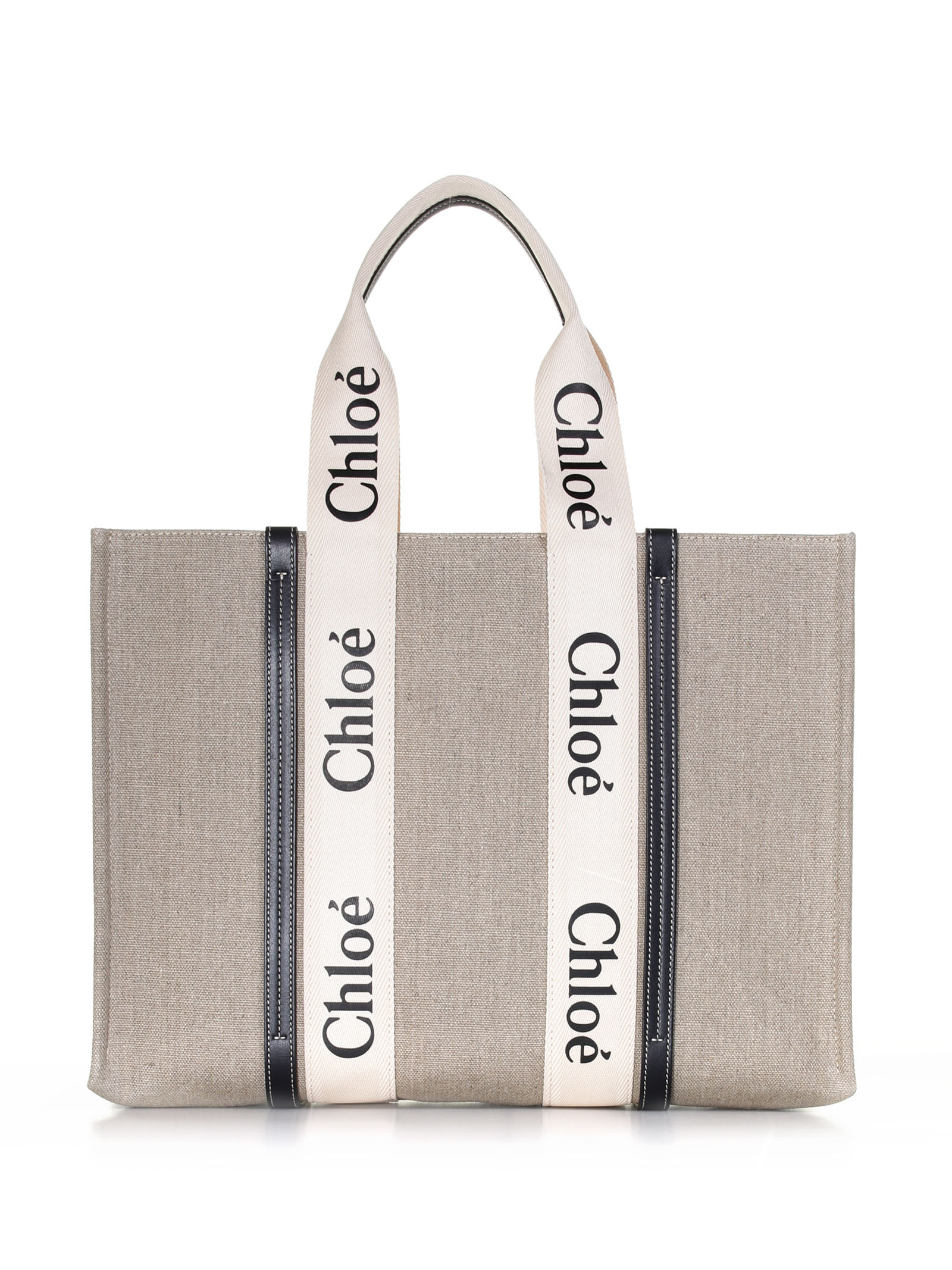 Chloé Large Woody Tote Bag In White Blue 1