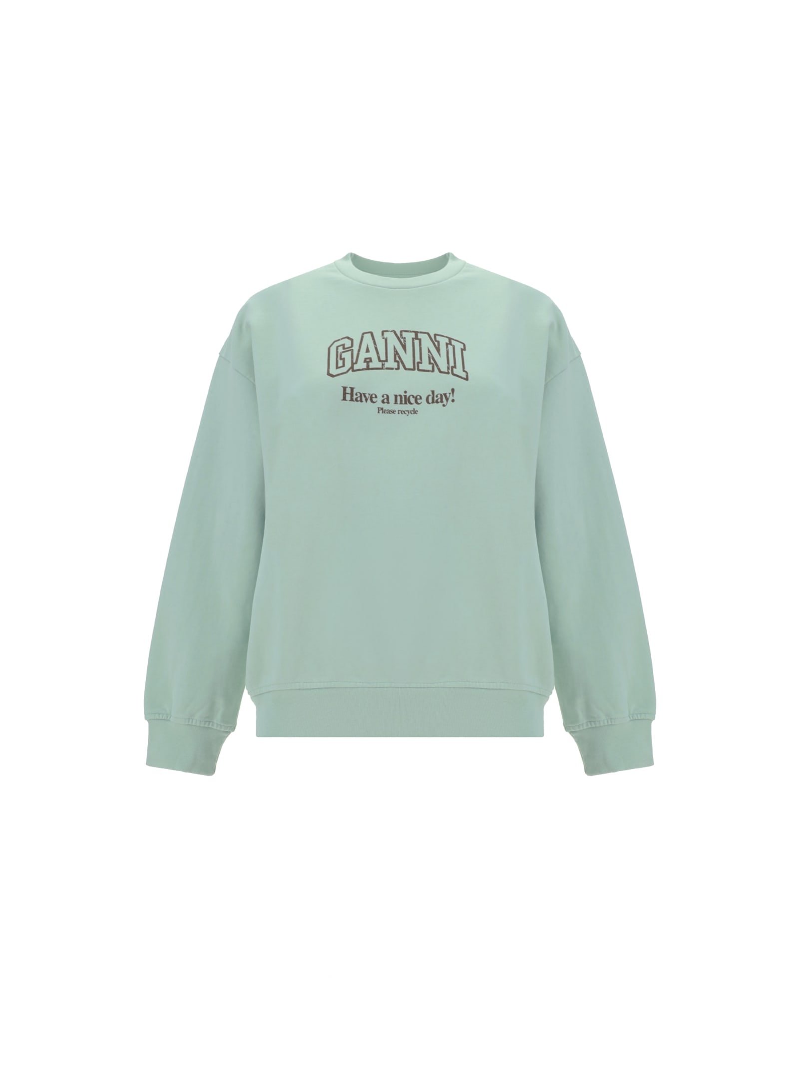 Shop Ganni Isoli Sweatshirt In Verde Acqua