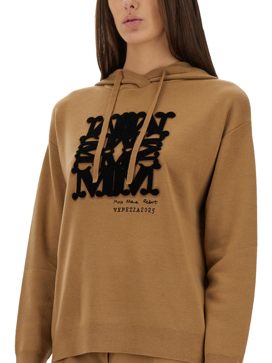 Max Mara Wool Yarn Sweatshirt In Brown