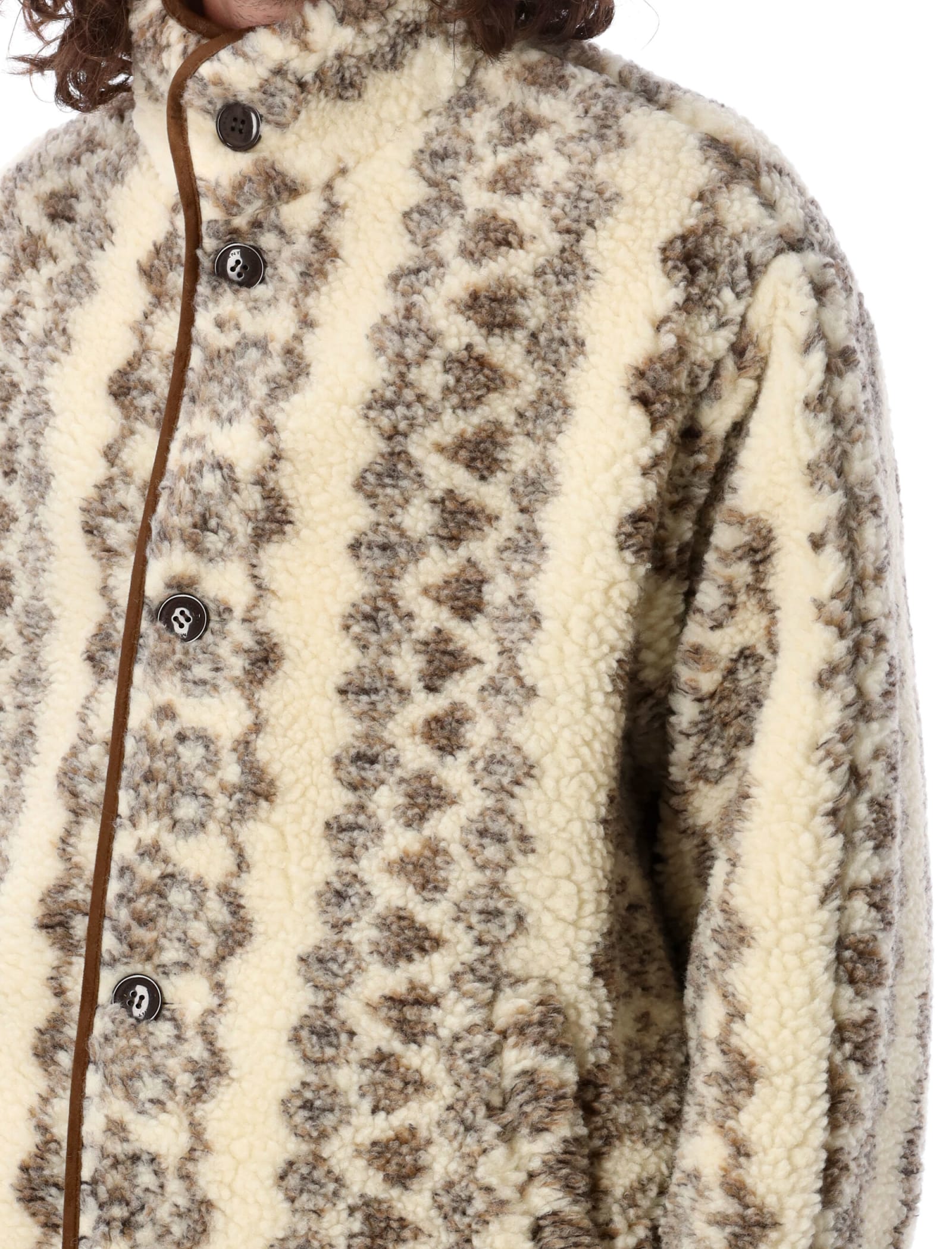 Shop Isabel Marant Madeo Teddy Jacket In Ecru Brown