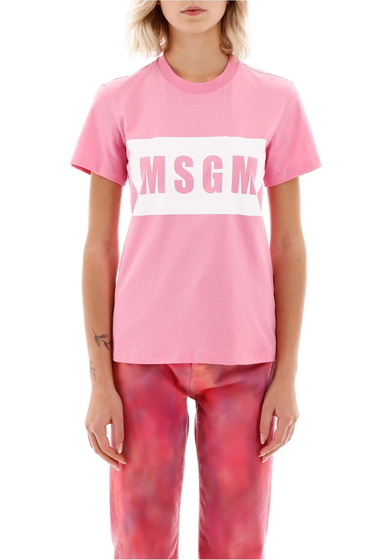 Msgm Woman T-shirt Magenta Size M Cotton In Rosa (pink)