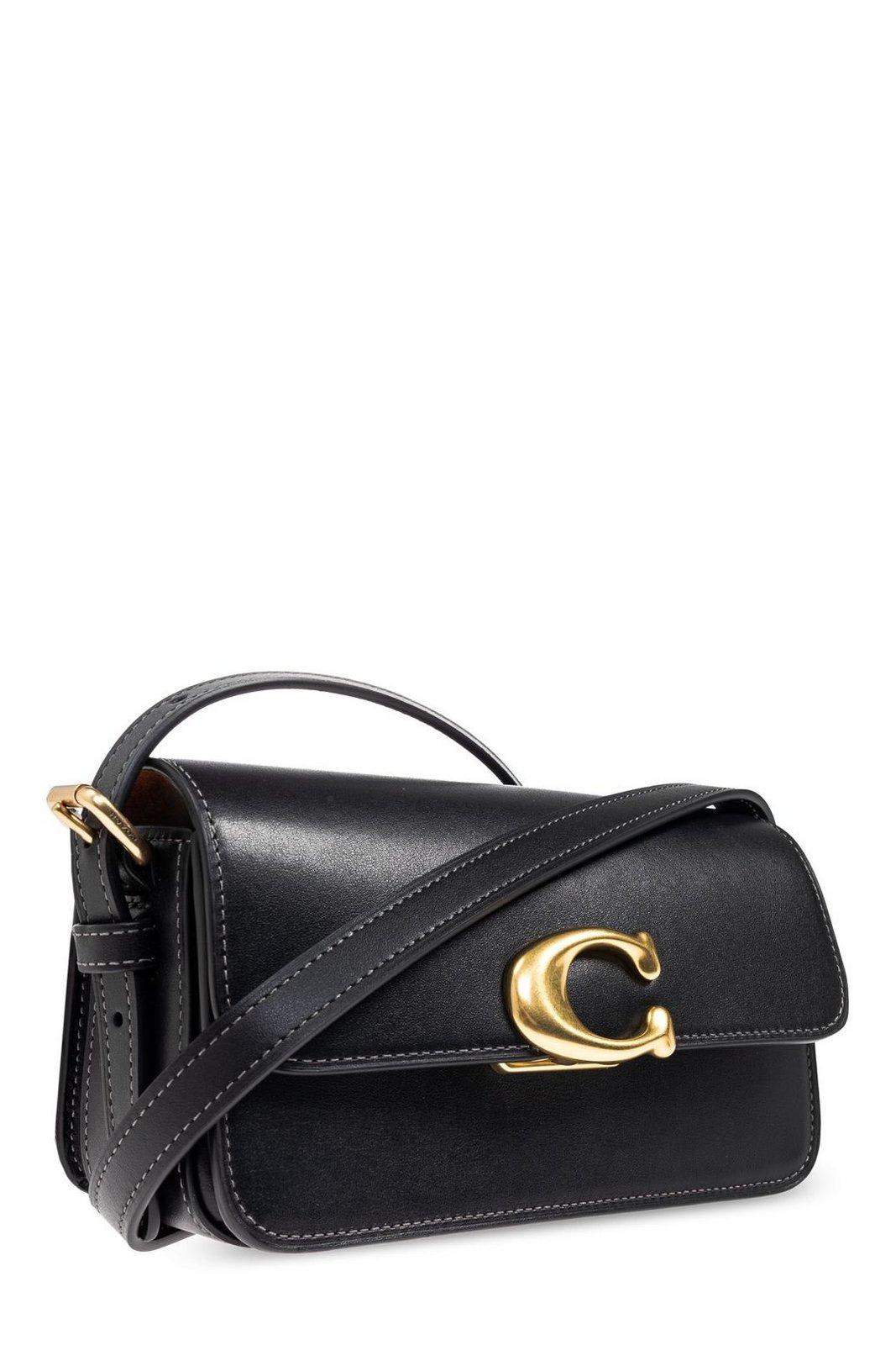 Coach Logo-plaque Shoulder Bag In Black