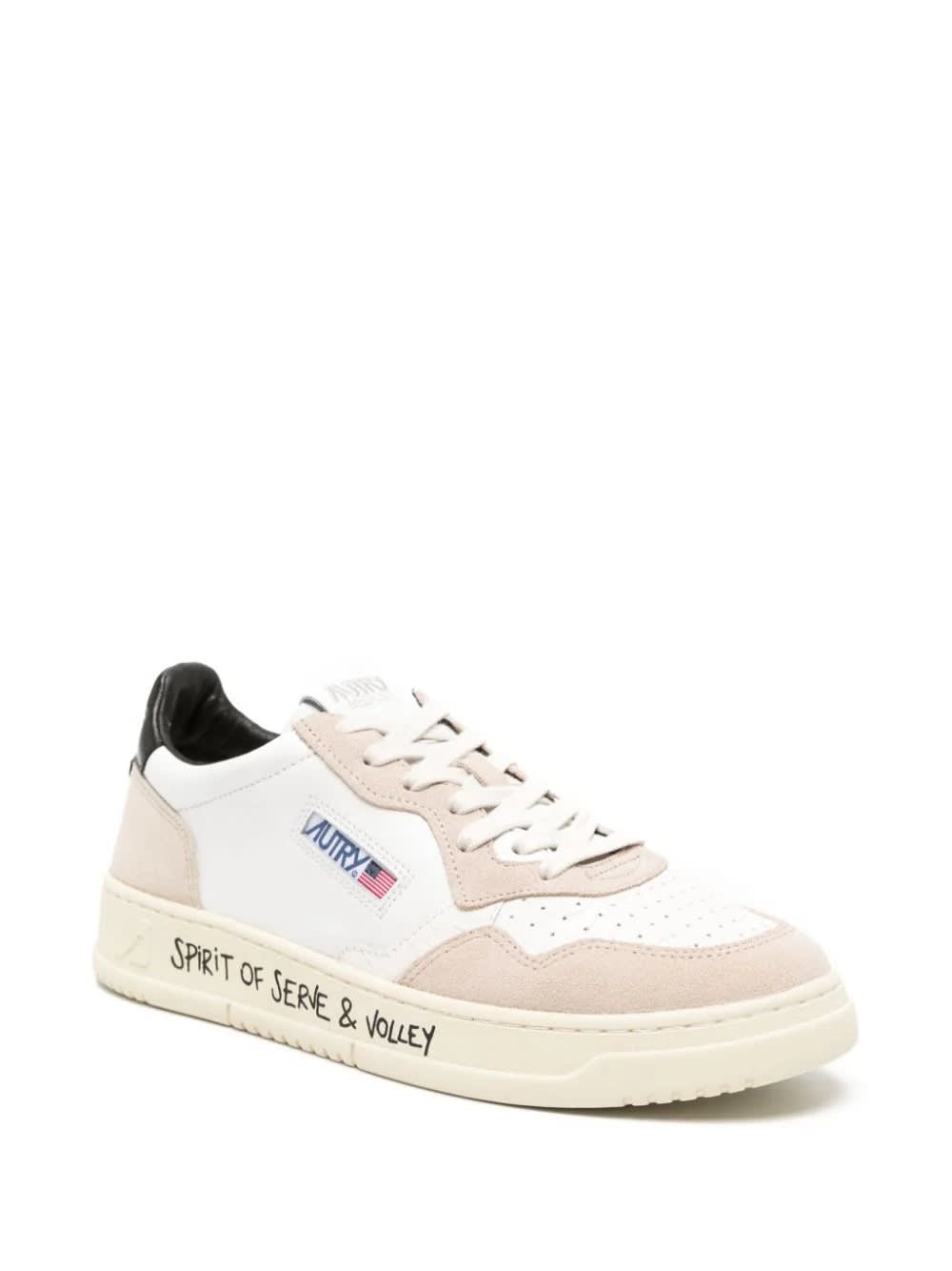 Shop Autry Medalist Low Sneakers In White And Black Suede And Leather