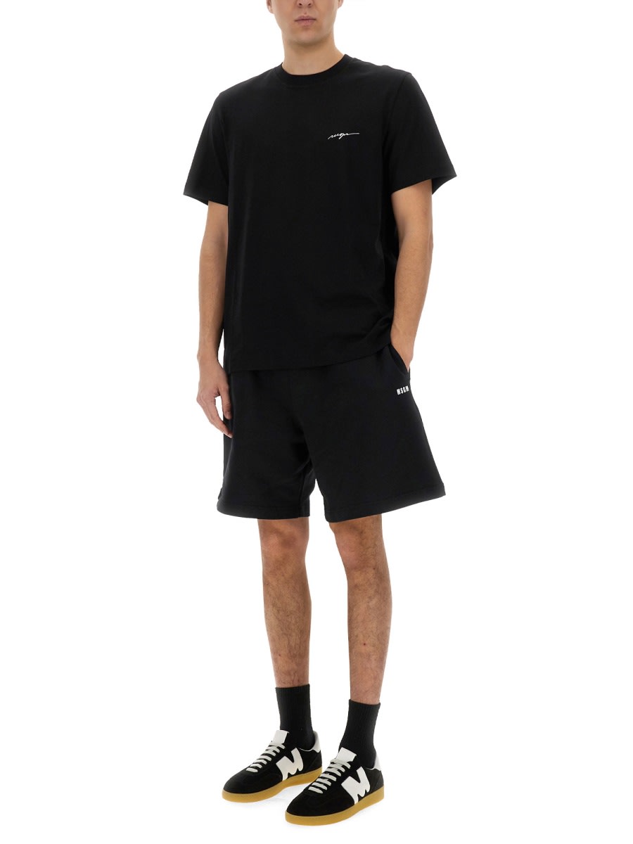 Msgm Logo Crew Neck Cotton T-shirt