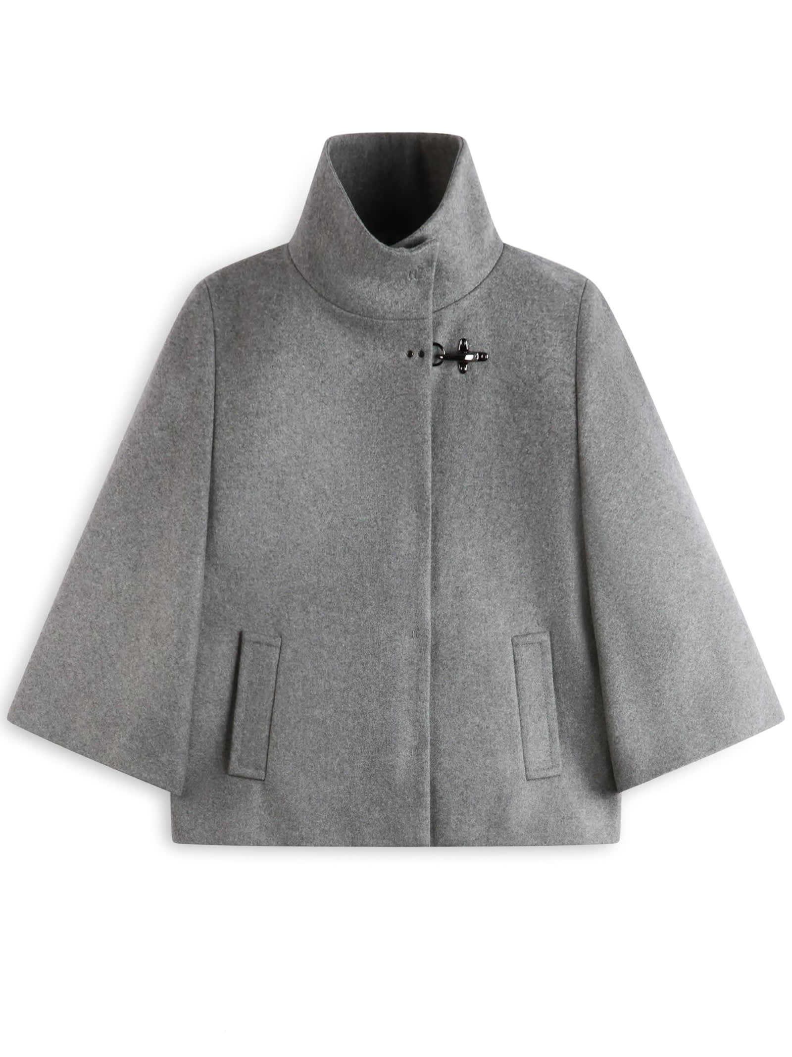 Shop Fay Grey Wool Blend Fabric Cape