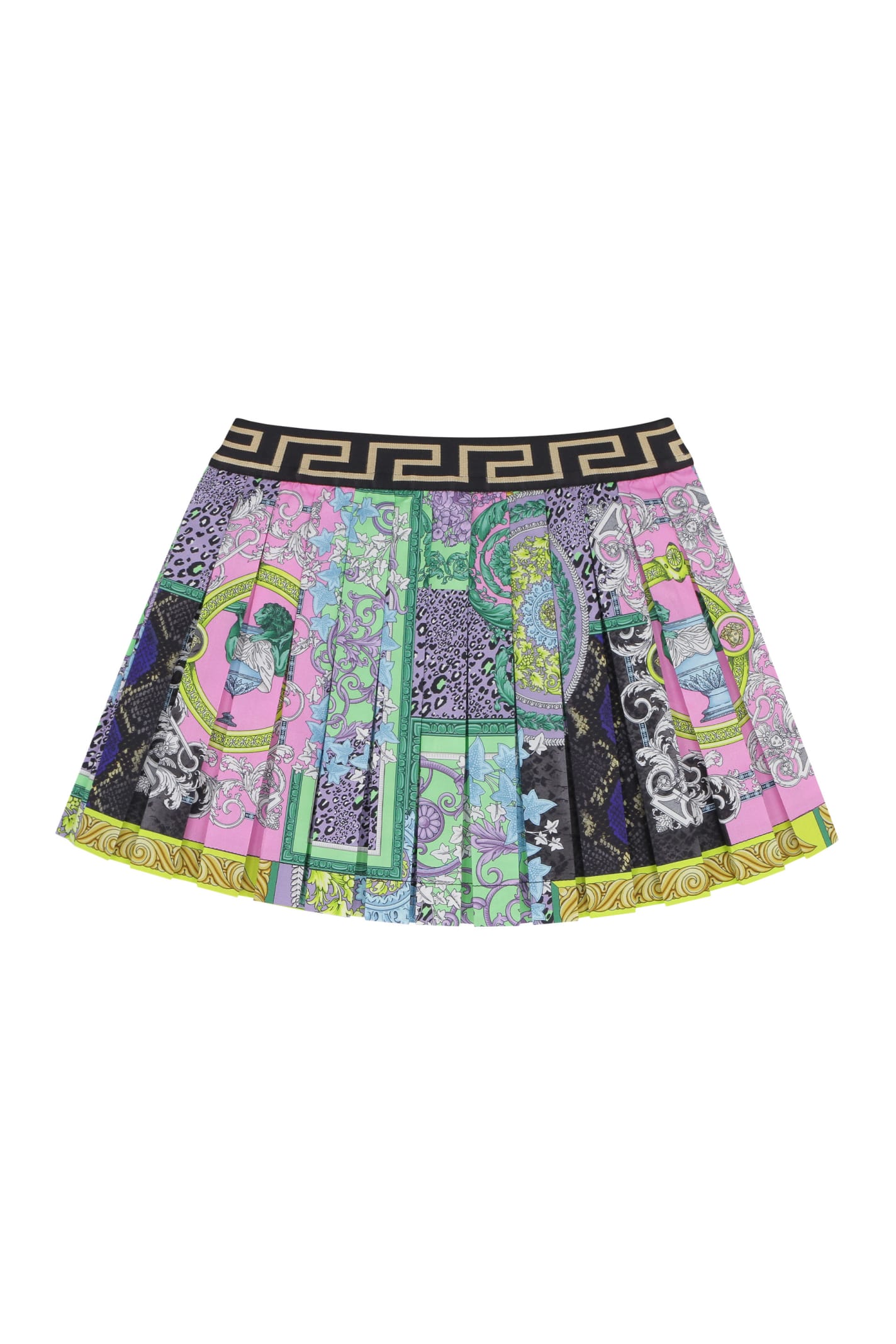 Young Versace Printed Pleated Skirt