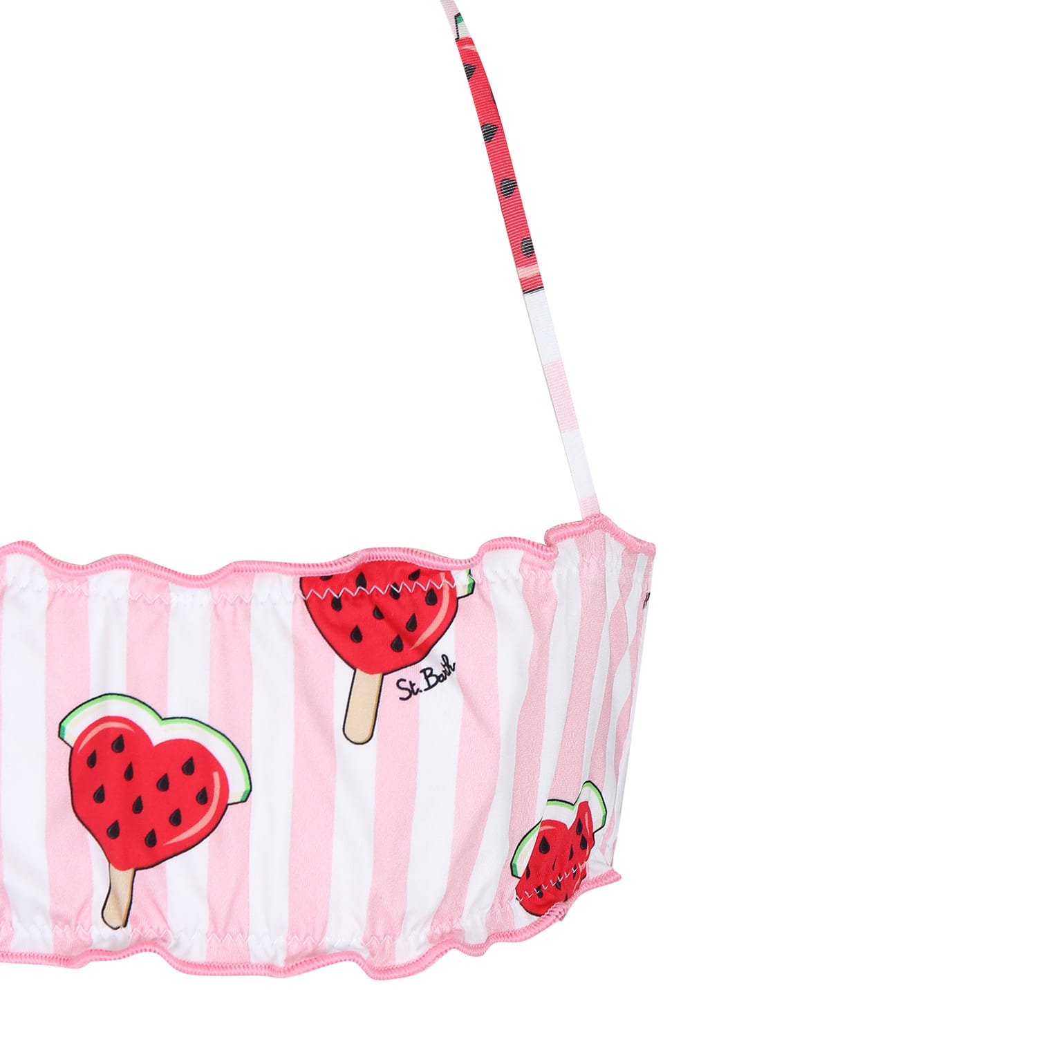 Shop Mc2 Saint Barth Pink Bikini For Girl With Strawberries And Hearts