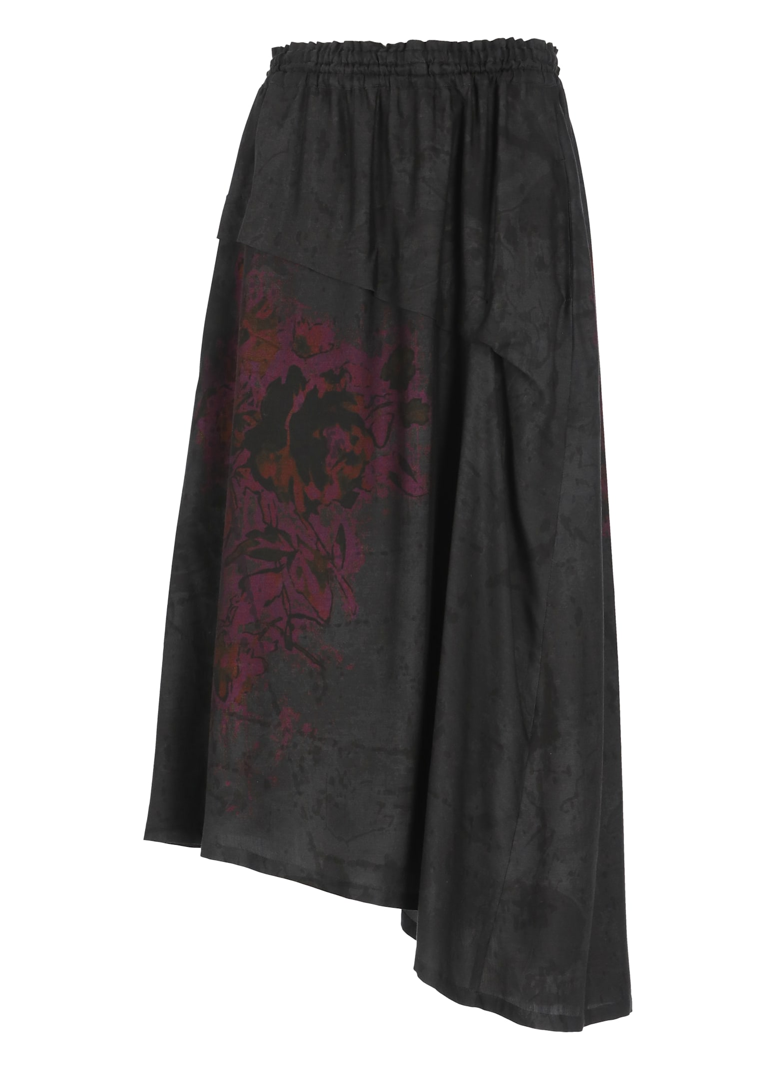 Y's Black Skirt With Print In Black