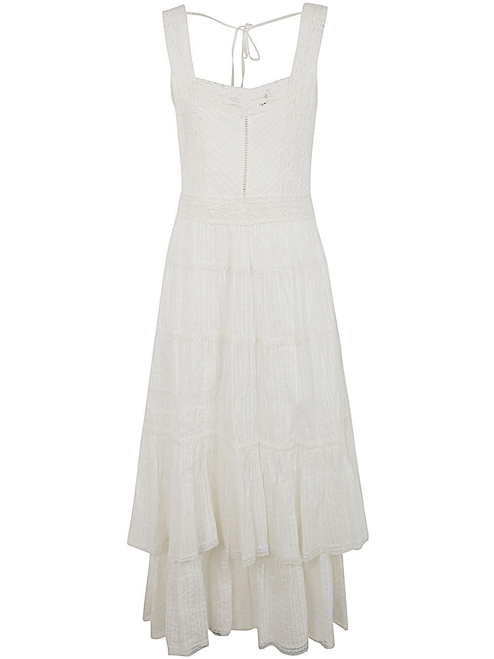 Shop Twinset Sleeveless Dress With Flounces In Optic White