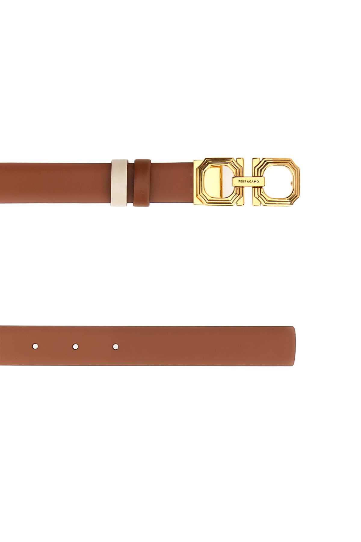 Ferragamo Light Brown Leather Reversible Belt In Sienatan