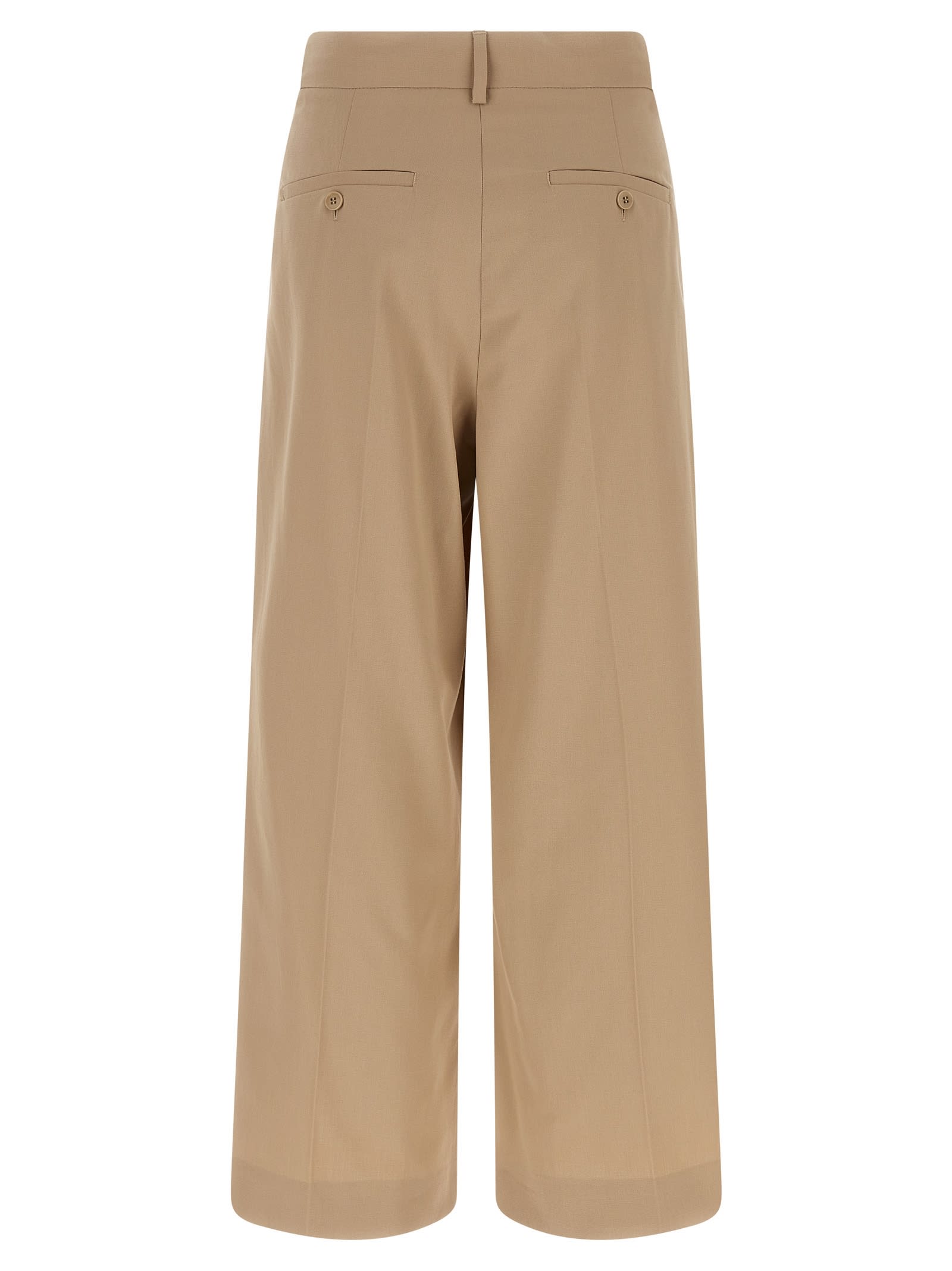 Weekend Max Mara Front Pleated Wide Leg Trousers With Belt Loops In Neutral