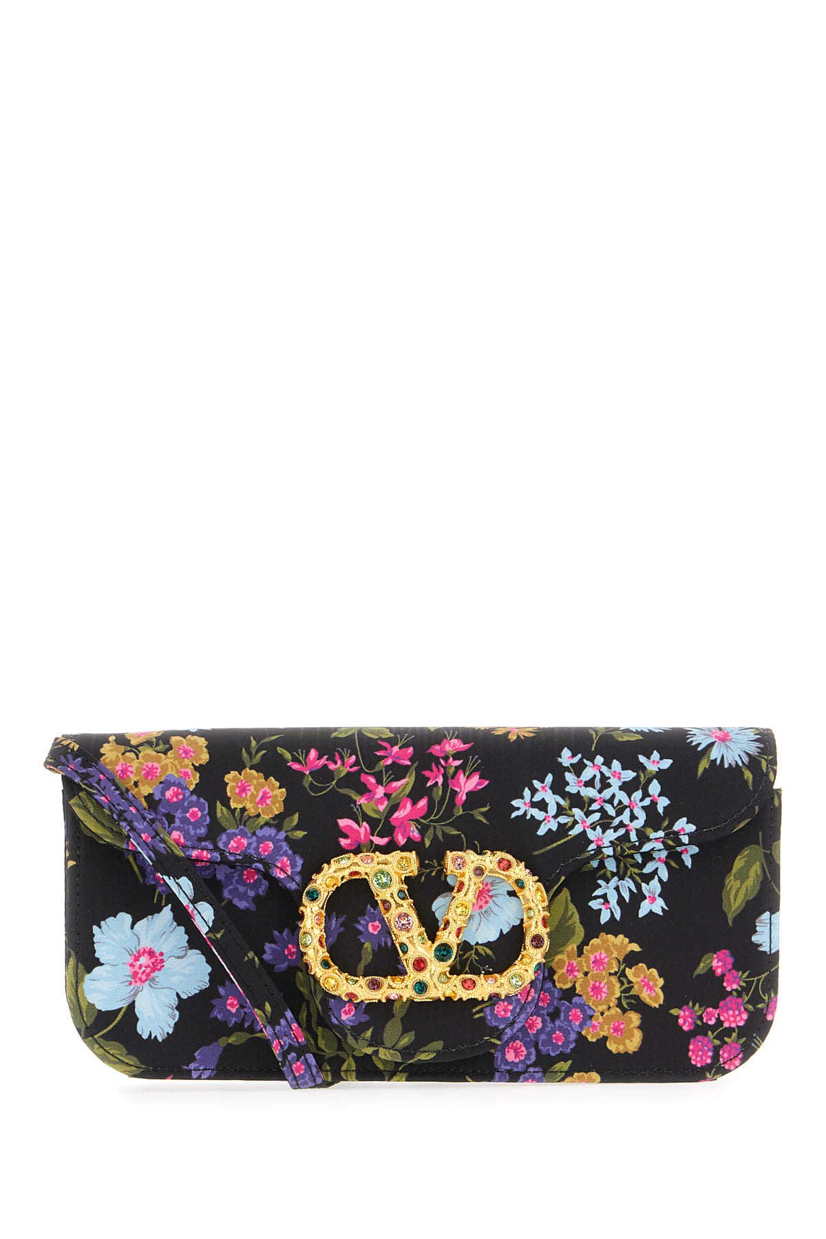 Valentino Printed Fabric Clutch In Black