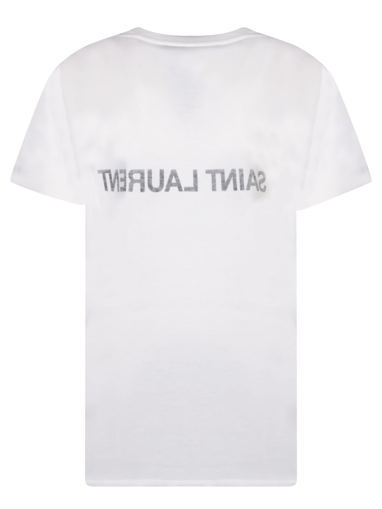 Shop Saint Laurent Reverse Logo White T-shirt