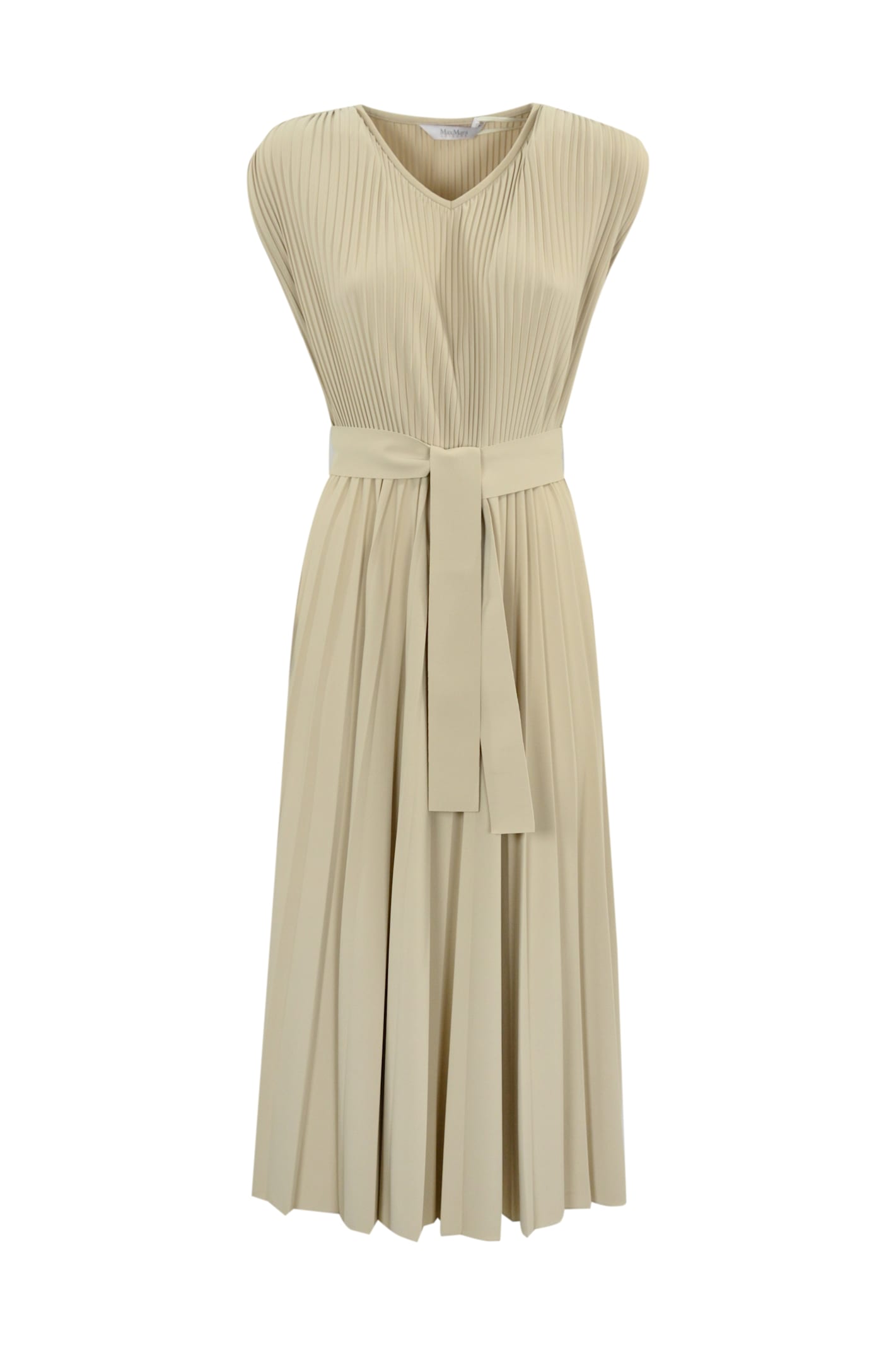 Shop Max Mara Kiss Dress In Pleated Jersey In Neutro