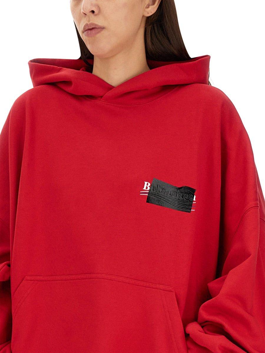 Shop Balenciaga Loose Fitting Hoodie In Red