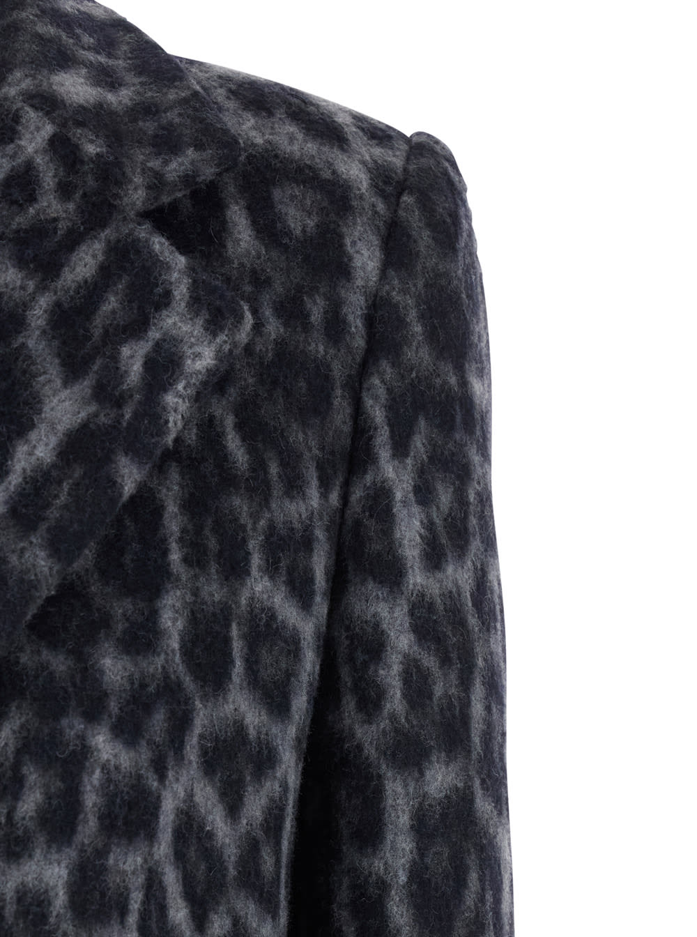 Federica Tosi Grey Coat With All-over Animal Print In Wool Woman In Gray