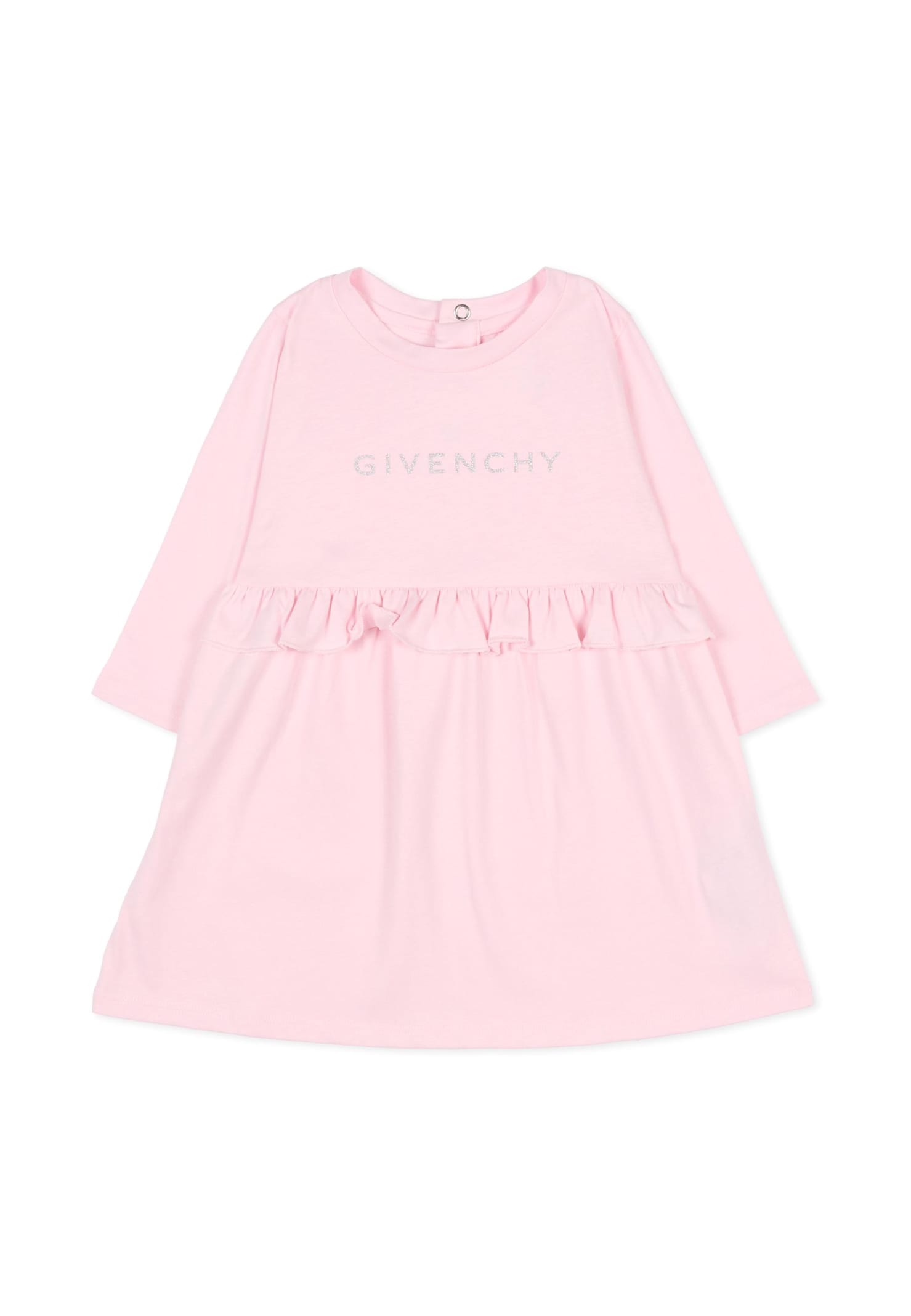 Givenchy Pink Dress For Baby Girl With Logo In Animal Print