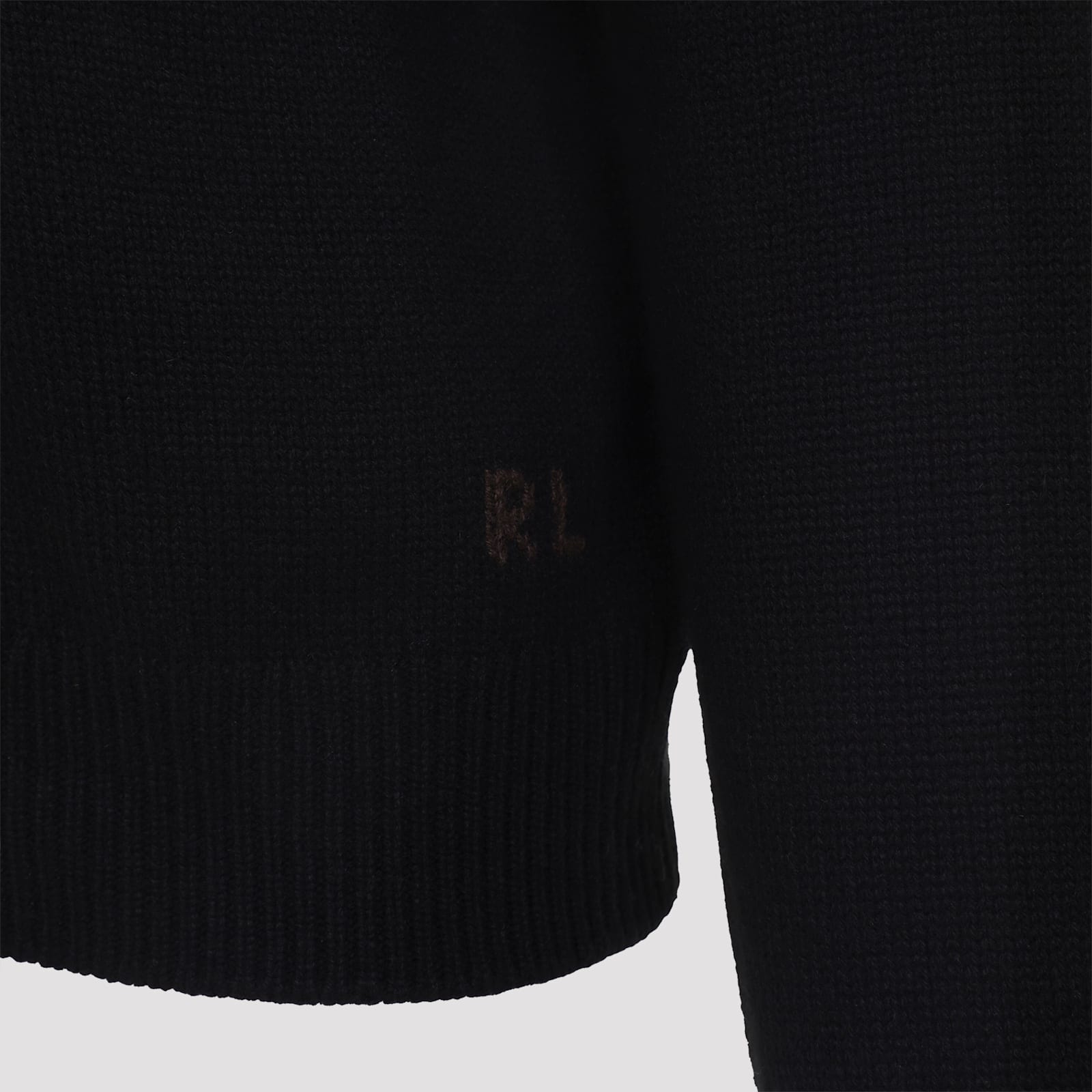 Ralph Lauren Long Sleeve Turtleneck Pullover Embroidered In Black