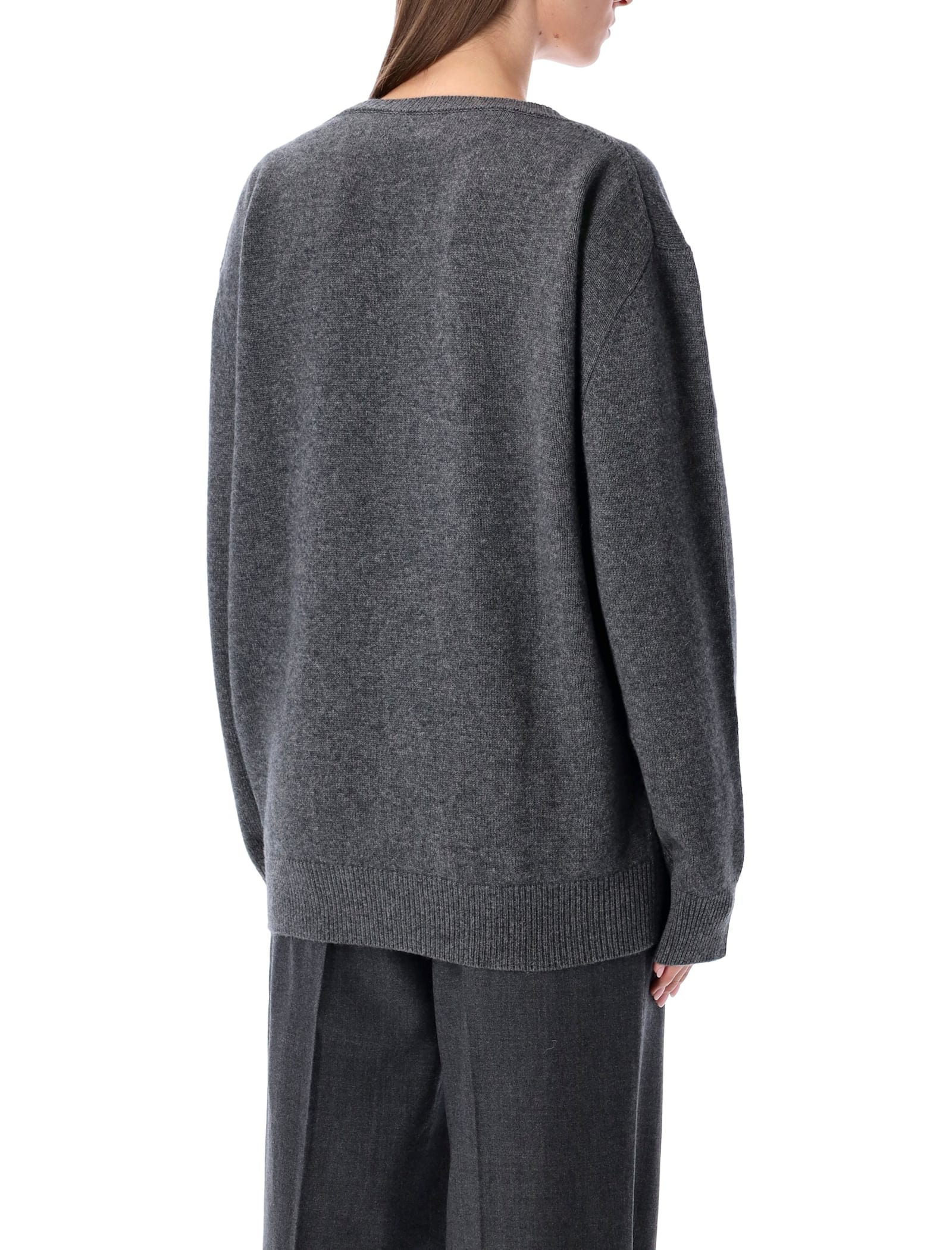 Rhea Costa Rhea Mid Grey Wool Cashmere V-neck Sweater In Gray