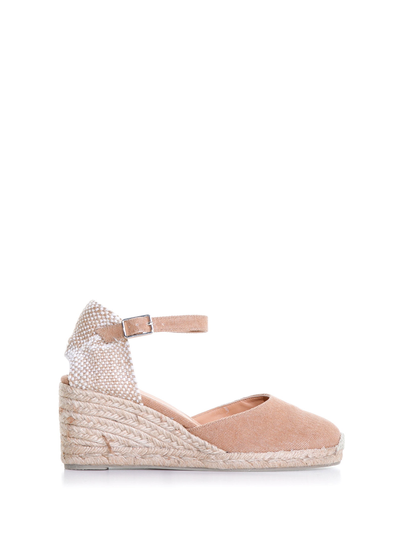 Castaã±er Pink Carol Wedge In Raffia In Tostado
