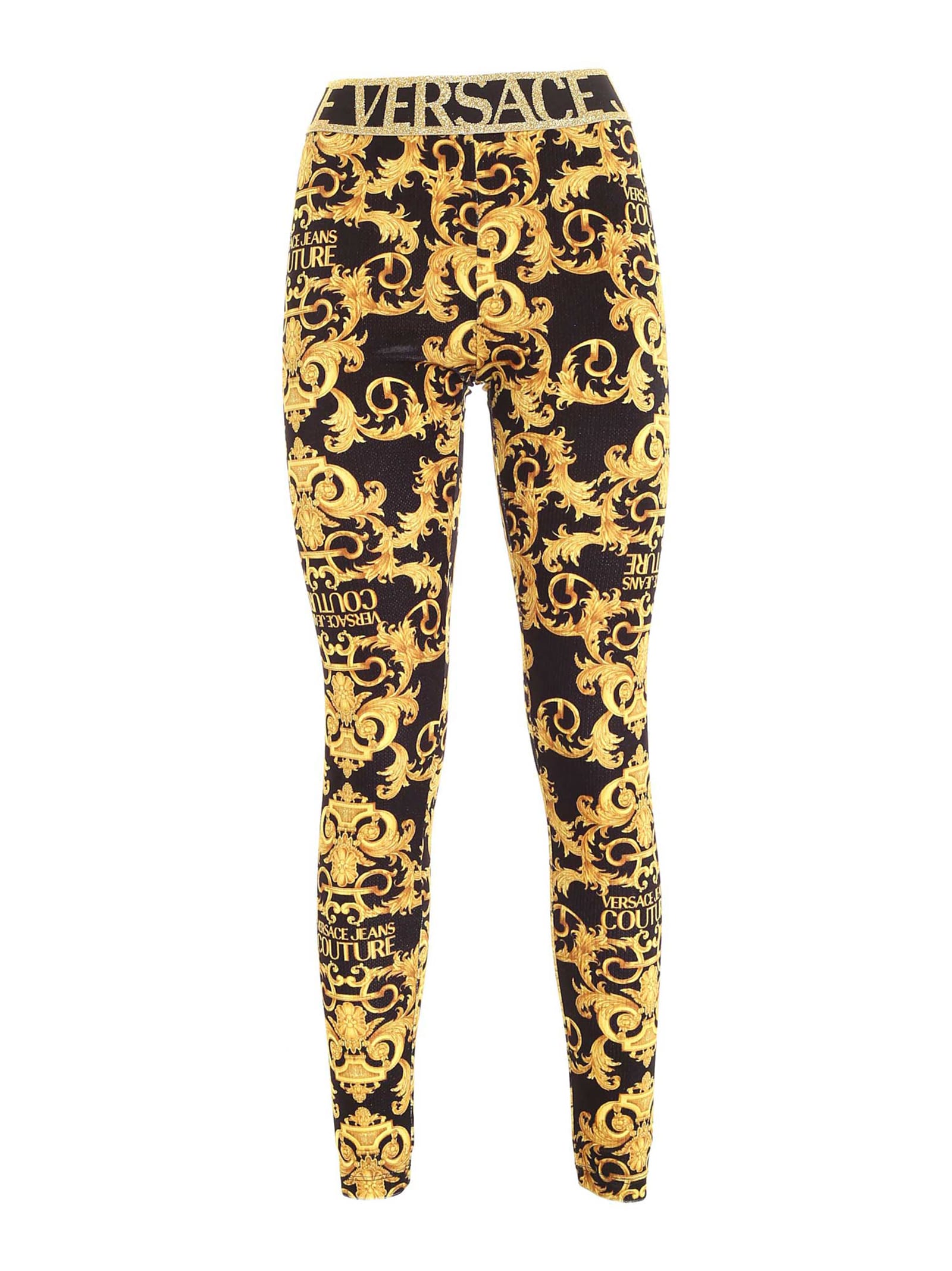 Versace Jeans Couture Logo Band Leggings In Black