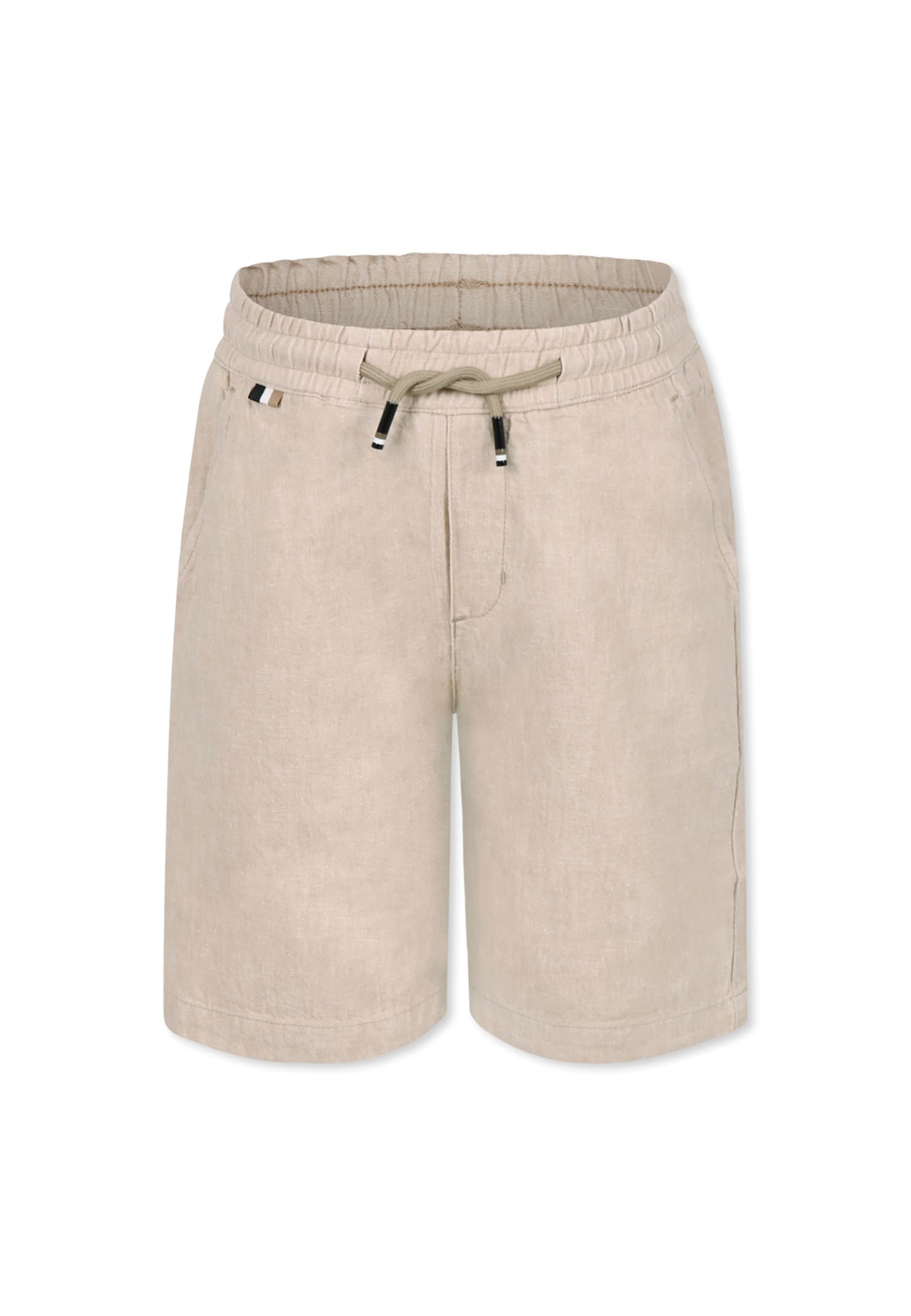 Hugo Boss Beige Shorts For Boy With Logo In Beige