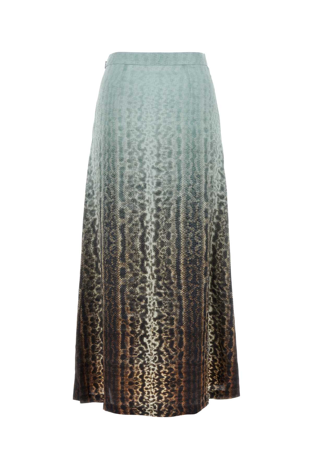 Shop Fendi Printed Silk Skirt In Azzurro