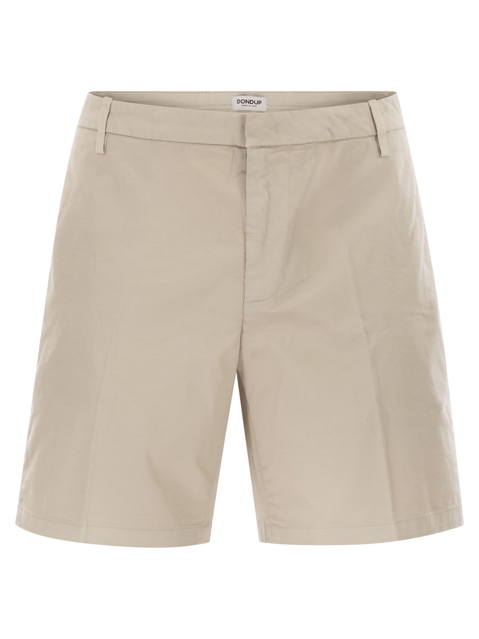 Dondup Manheim Cotton Gabardine Bermuda Shorts In Neutral