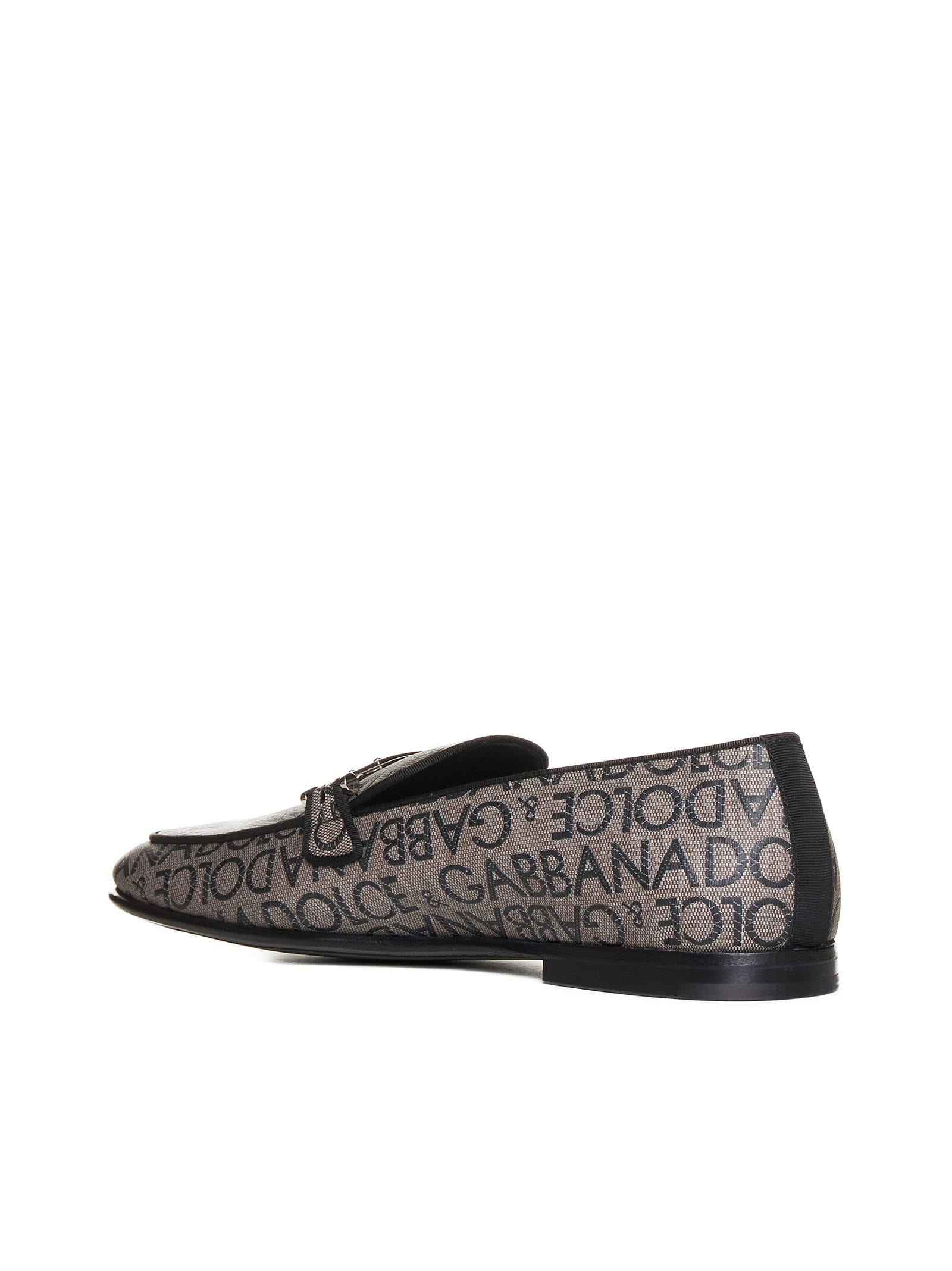 Dolce & Gabbana Logo-plaque Jacquard Loafers In Beige