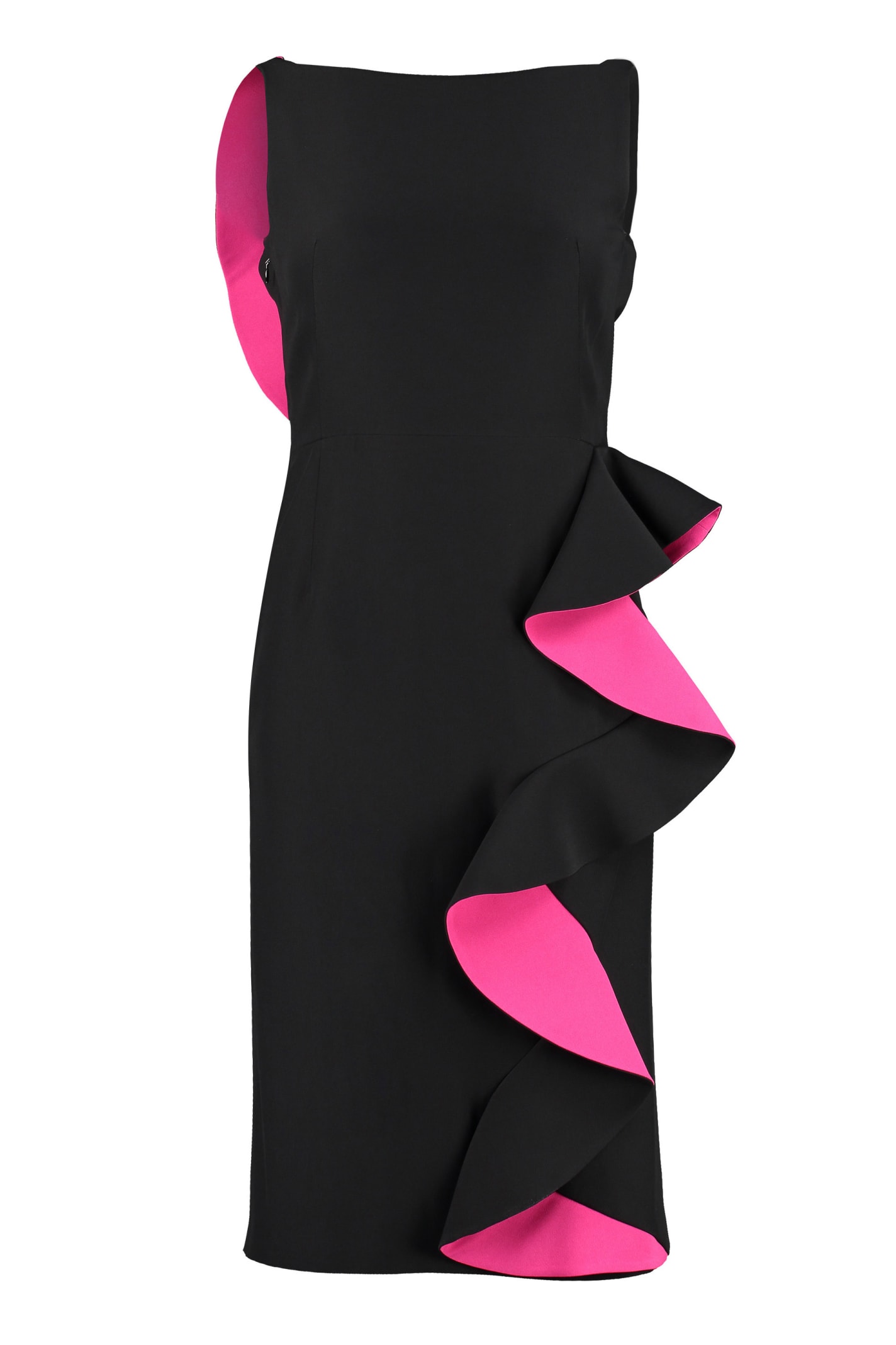 Alexander McQueen Two-tone Ruffle Sheath Dress