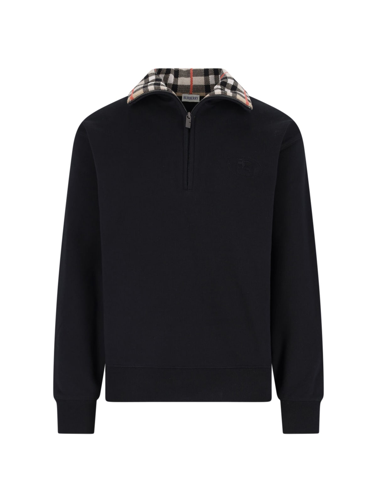check Zip Sweater
