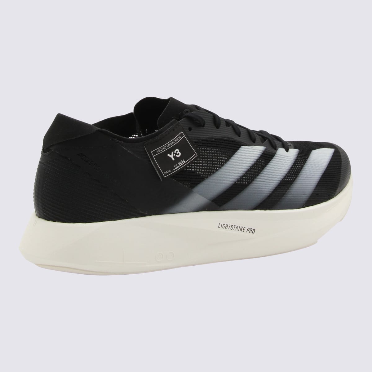 Shop Y-3 Black And White Canvas Sneakers In Black/black/off White