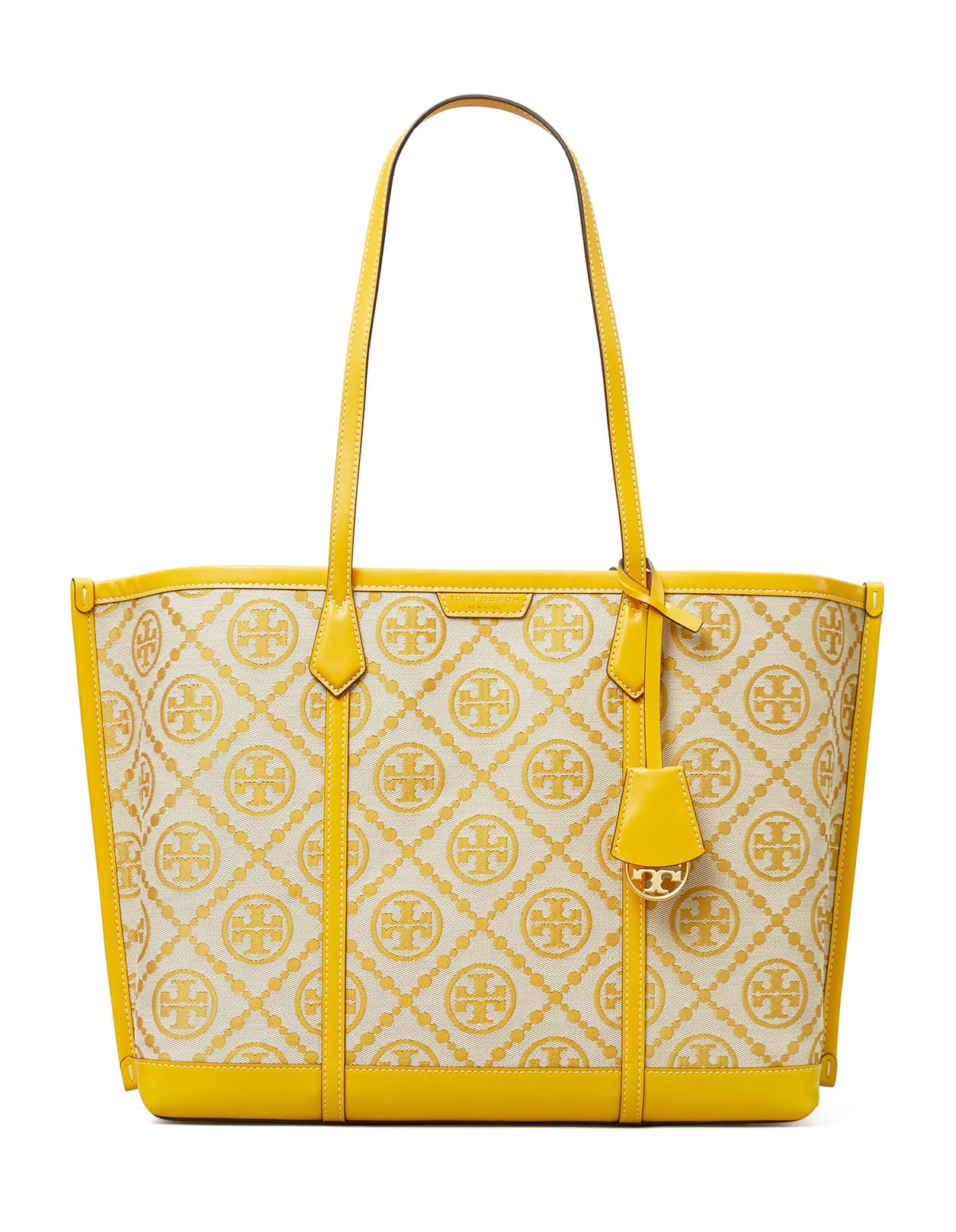 Tory Burch Yellow T Monogram Perry Shopping Bag With Three Compartments