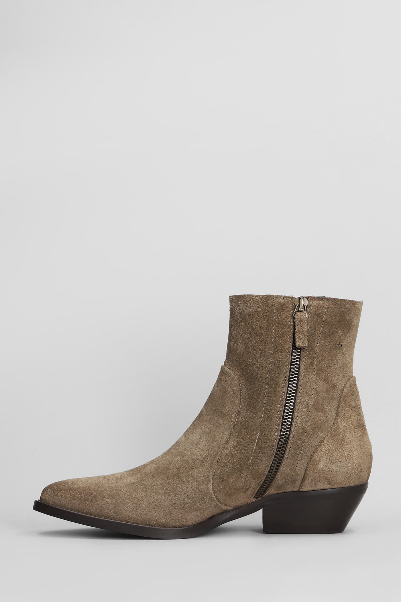 Shop Julie Dee High Heels Ankle Boots In Brown Suede