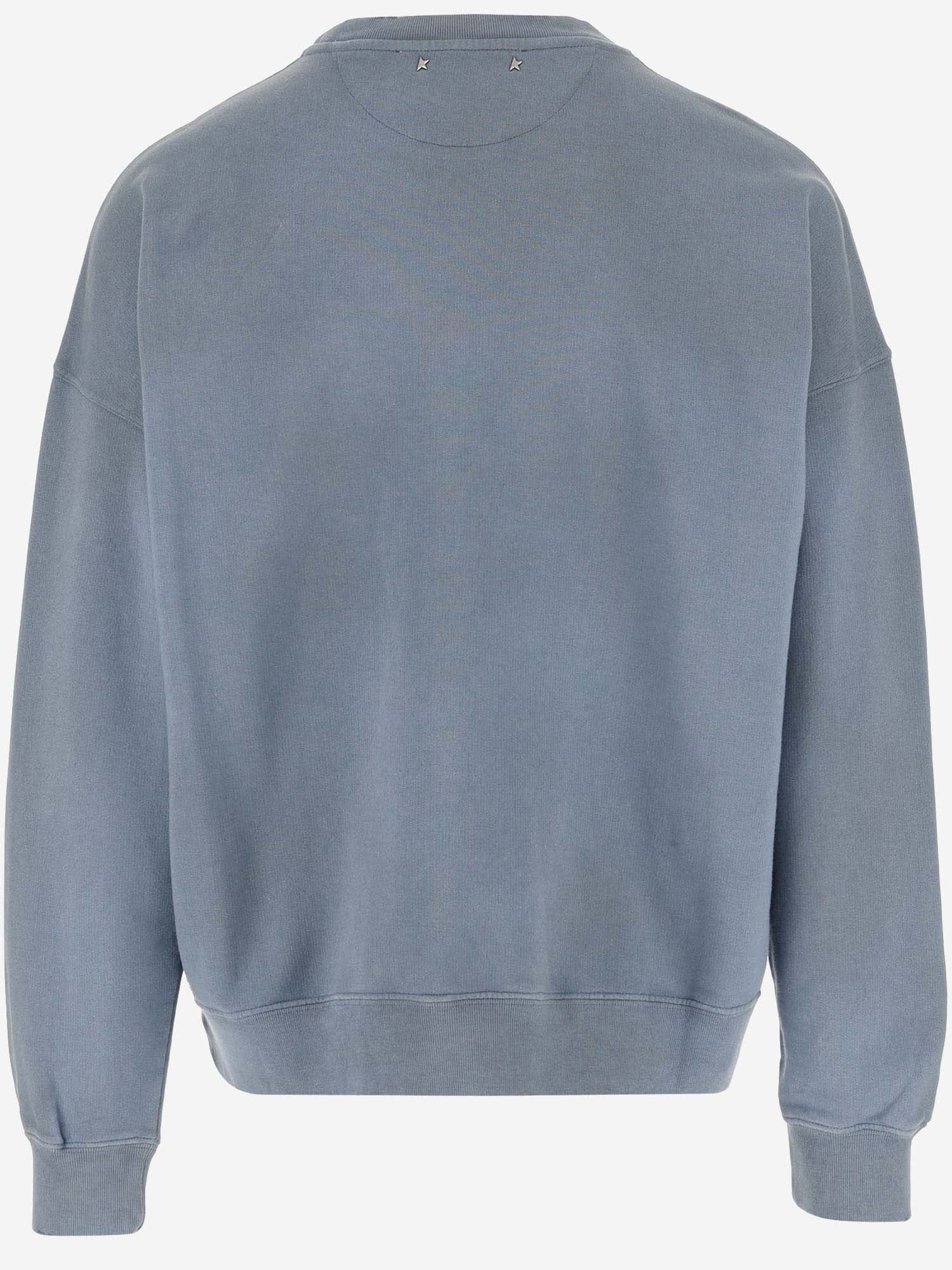 Shop Golden Goose Cotton Sweatshirt With Logo In Blue