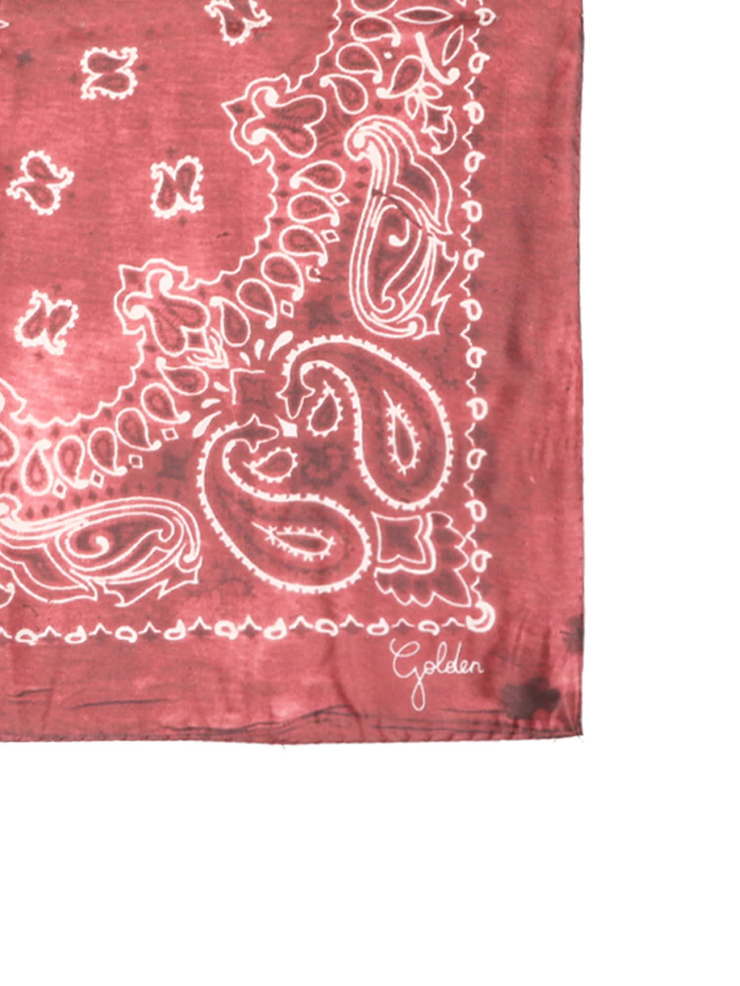 Golden Goose Deluxe Brand Paisley Printed Distressed Effect Scarf In Orange