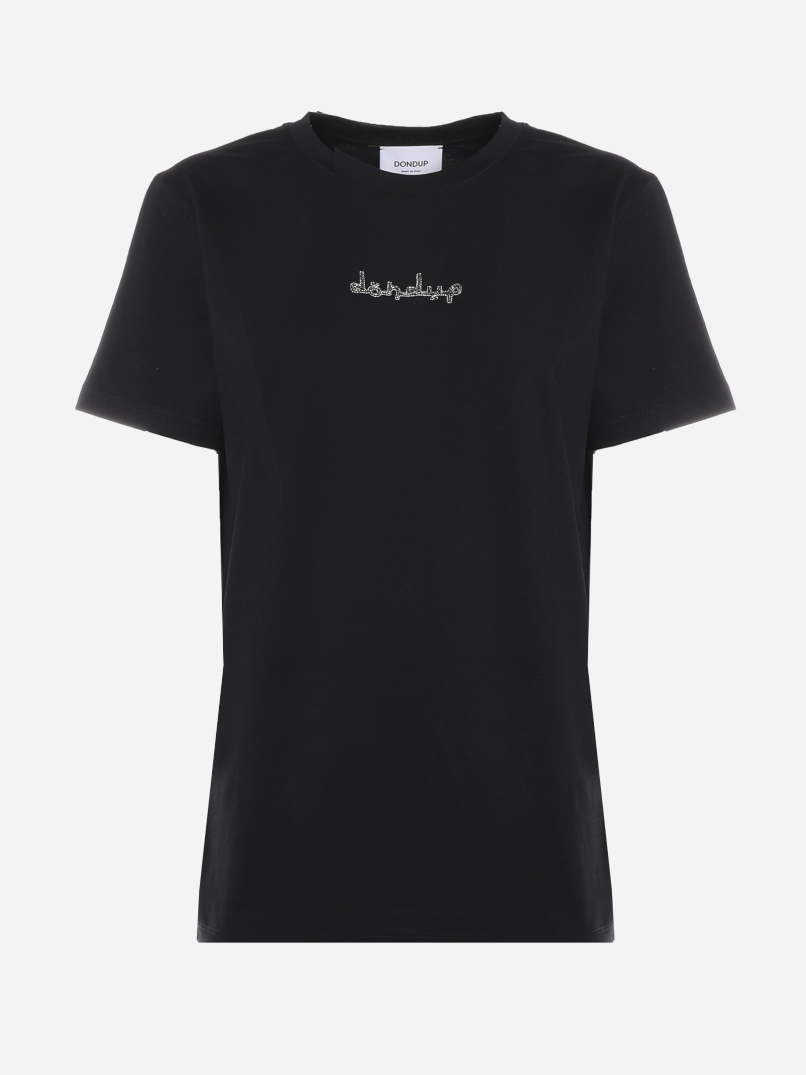 Dondup Cotton T-shirt With Rhinestone Logo
